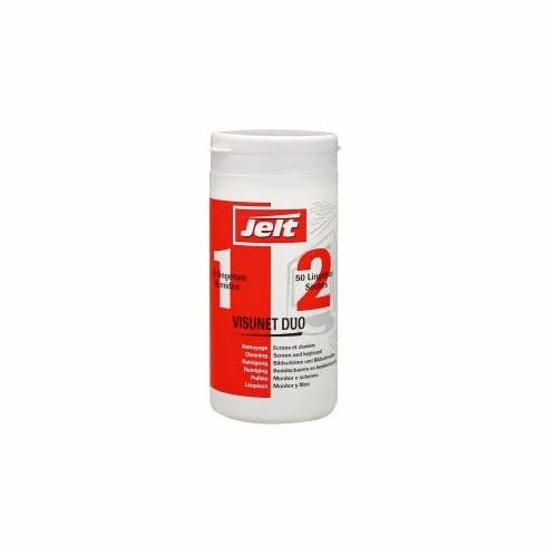 JELT Boite de 50 lingettes humides et 50 lingettes sèches Visunet Duo pour écrans et claviers 003851
