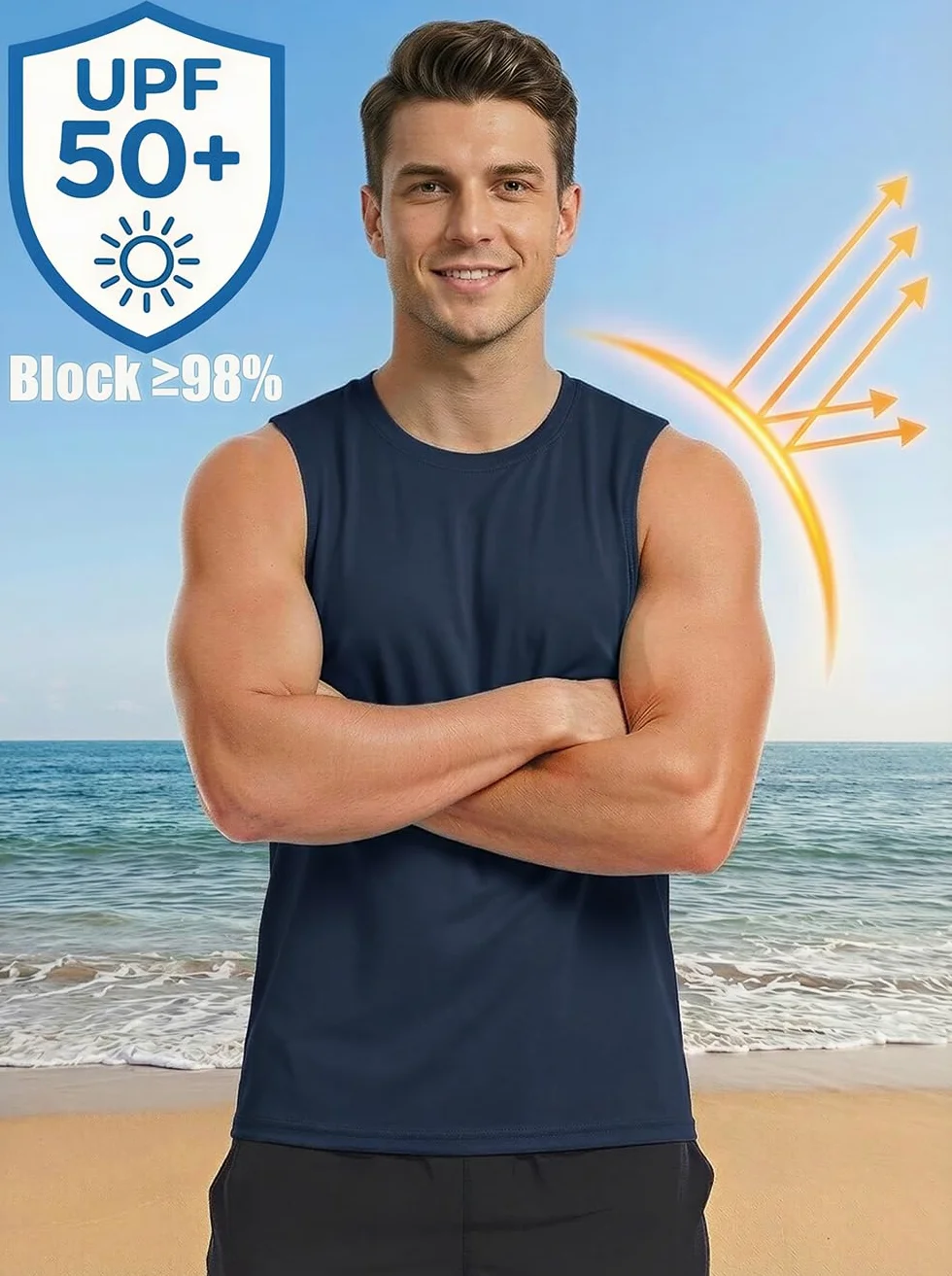 MAGCOMSEN Débardeur Homme Sport Anti UV Séchage Rapide Respirant Muscle Gym Gilets
