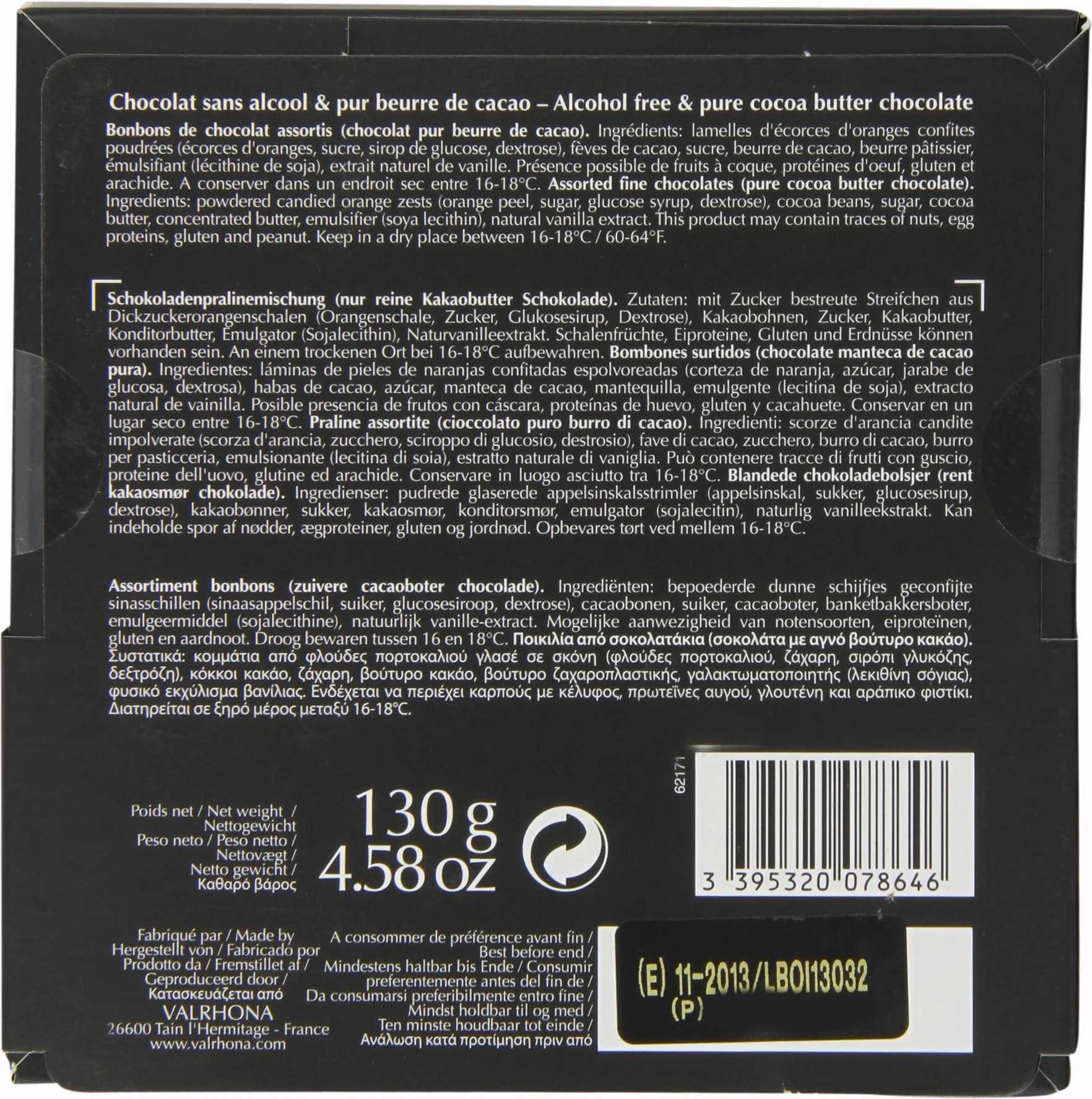 Valrhona - Chocolats Fins - Les Ballotins - Orangettes - 130g