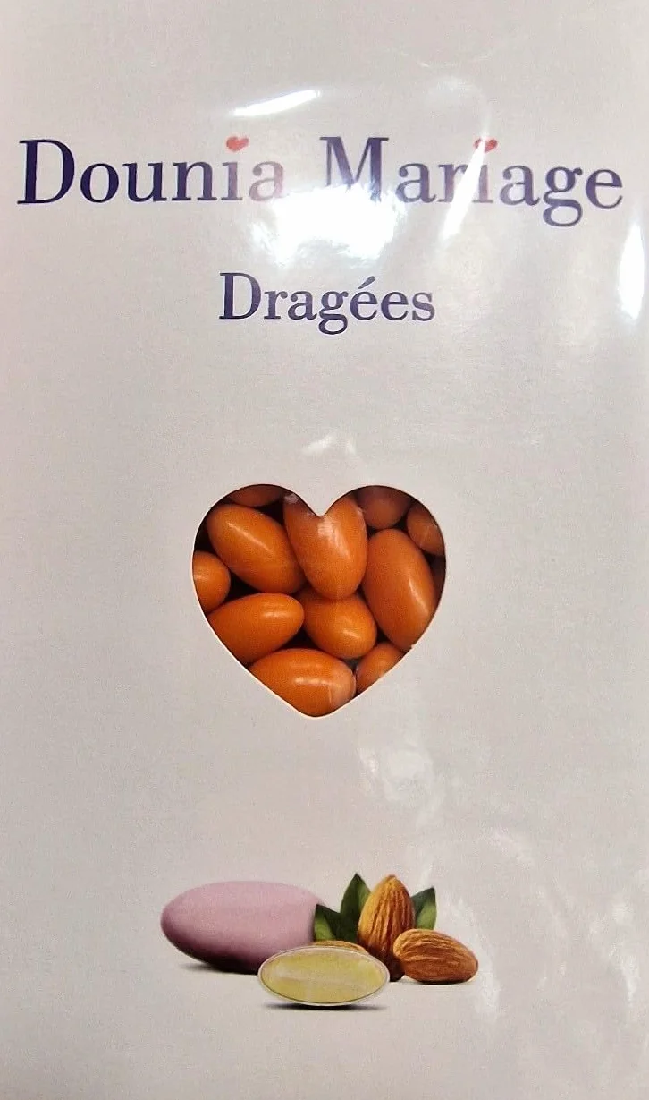 Coffret de Dragée aux amandes Orange 1 Kg 250 dragées