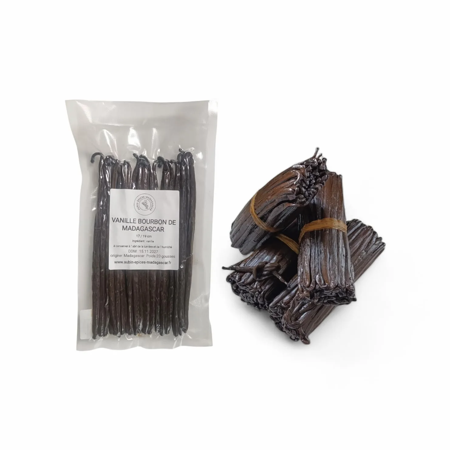 20 Gousses de Vanille Entières en 17/19 cm - Vanille Bourbon Naturelle Premium de Madagascar - Arôme Intense pour Pâtisserie et Desserts