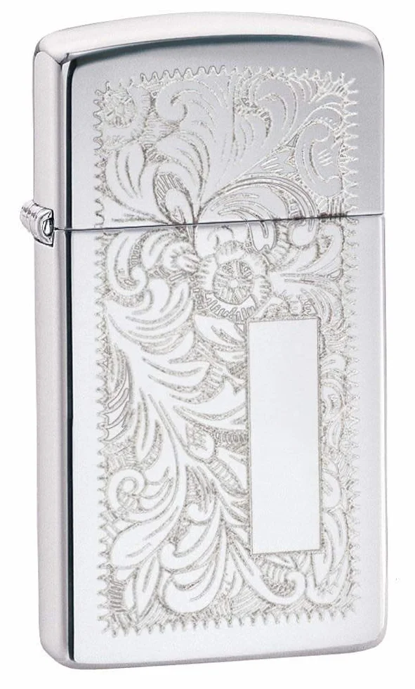 Zippo Briquet tempête – Venetian, Slim – Finition Chrome Poli Miroir avec Effet Lustre – Rechargeable – Réutilisable – Design Coupe-Vent – Boîte Cadeau – Fabriqué aux États-Unis