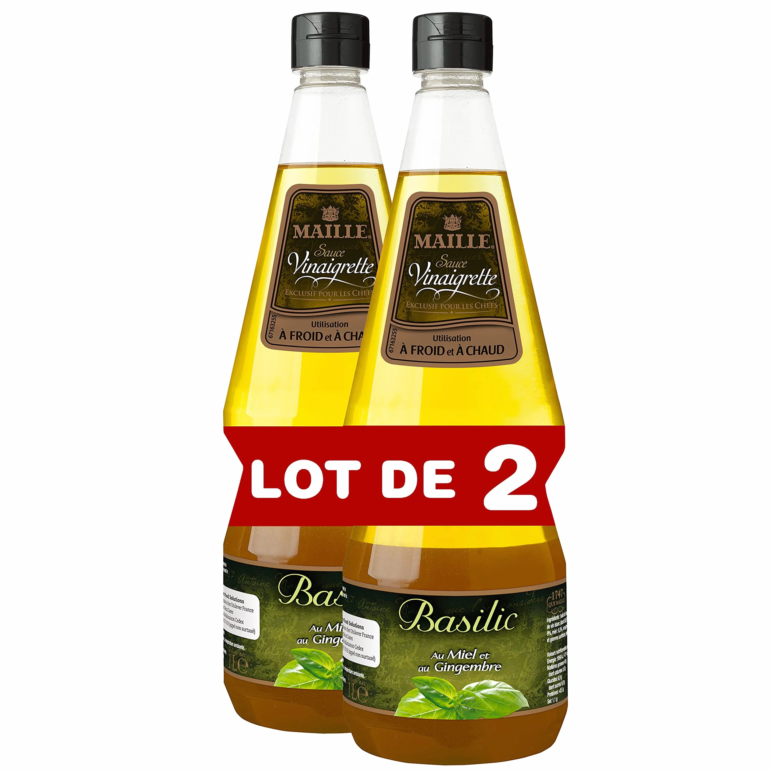 Maille Sauce Vinaigrette Basilic, Saveurs "faits maison" 1l - Lot de 2