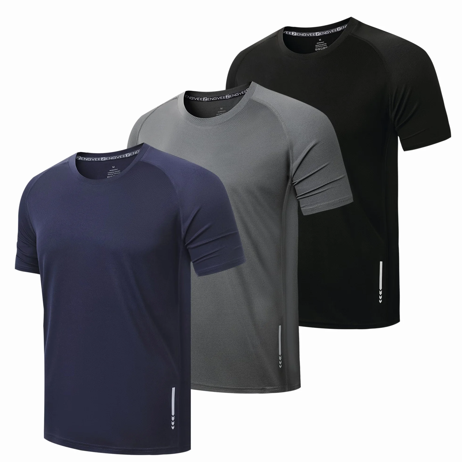 ZENGVEE 3 Pack T-Shirt Sport Homme Manches Courtes Séchage Rapide Respirant Running Fitness Gym Haut