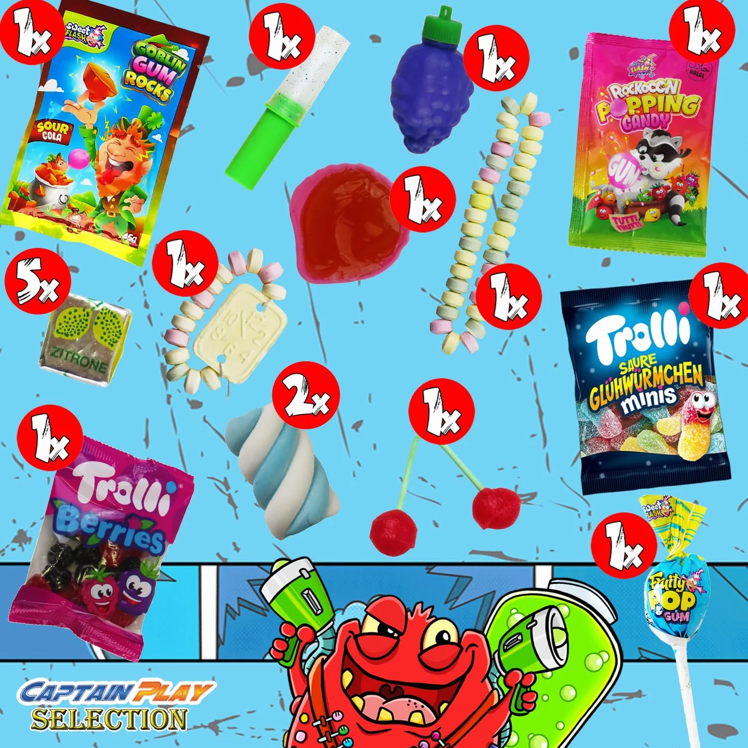 CAPTAIN PLAY Assortiment de Bonbon Rétro (10 pièces)