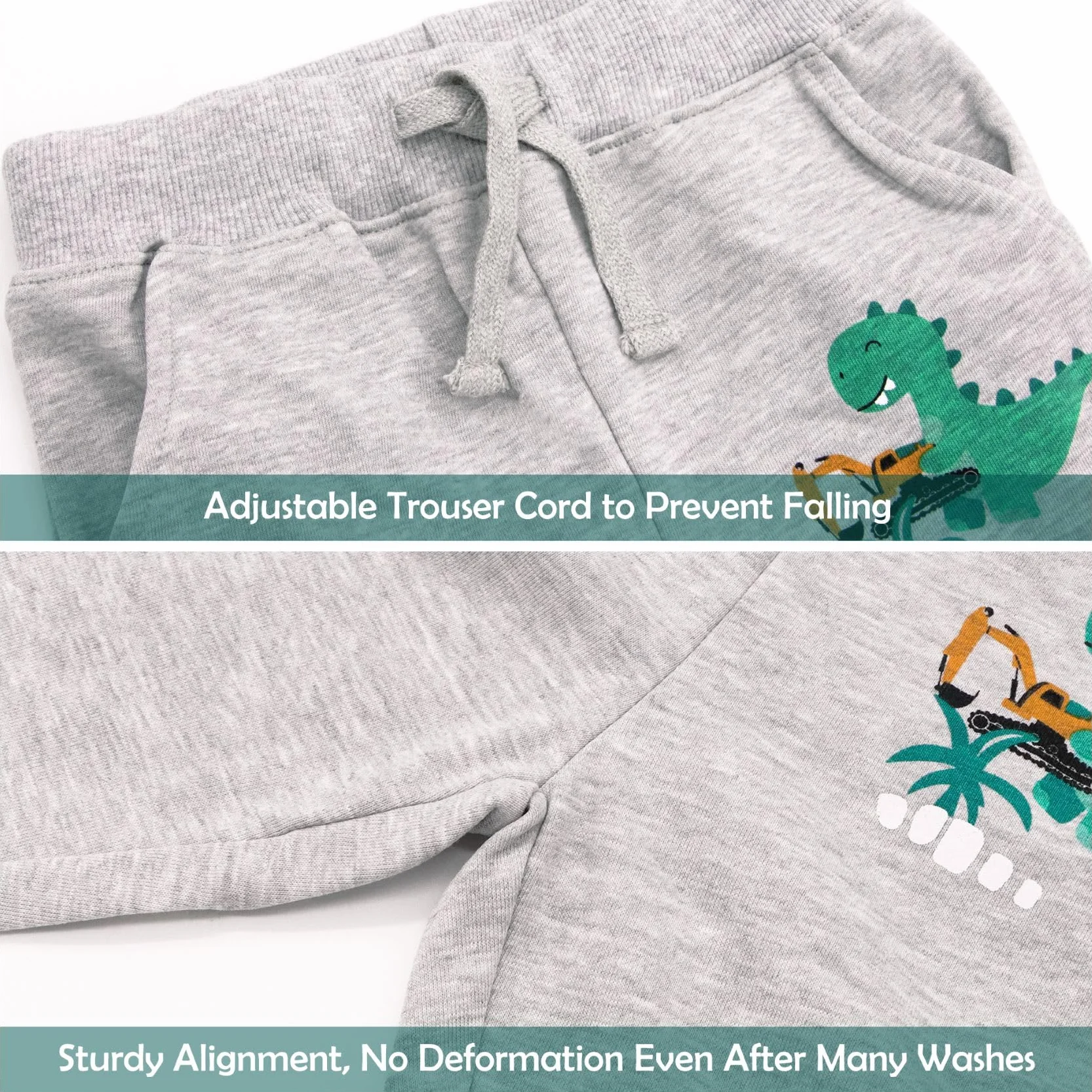 Ensembles Survêtements Dinosaure Imprimé Coton Jogging Pantalons et Haut Pullover pour Garçon 2-7 Ans