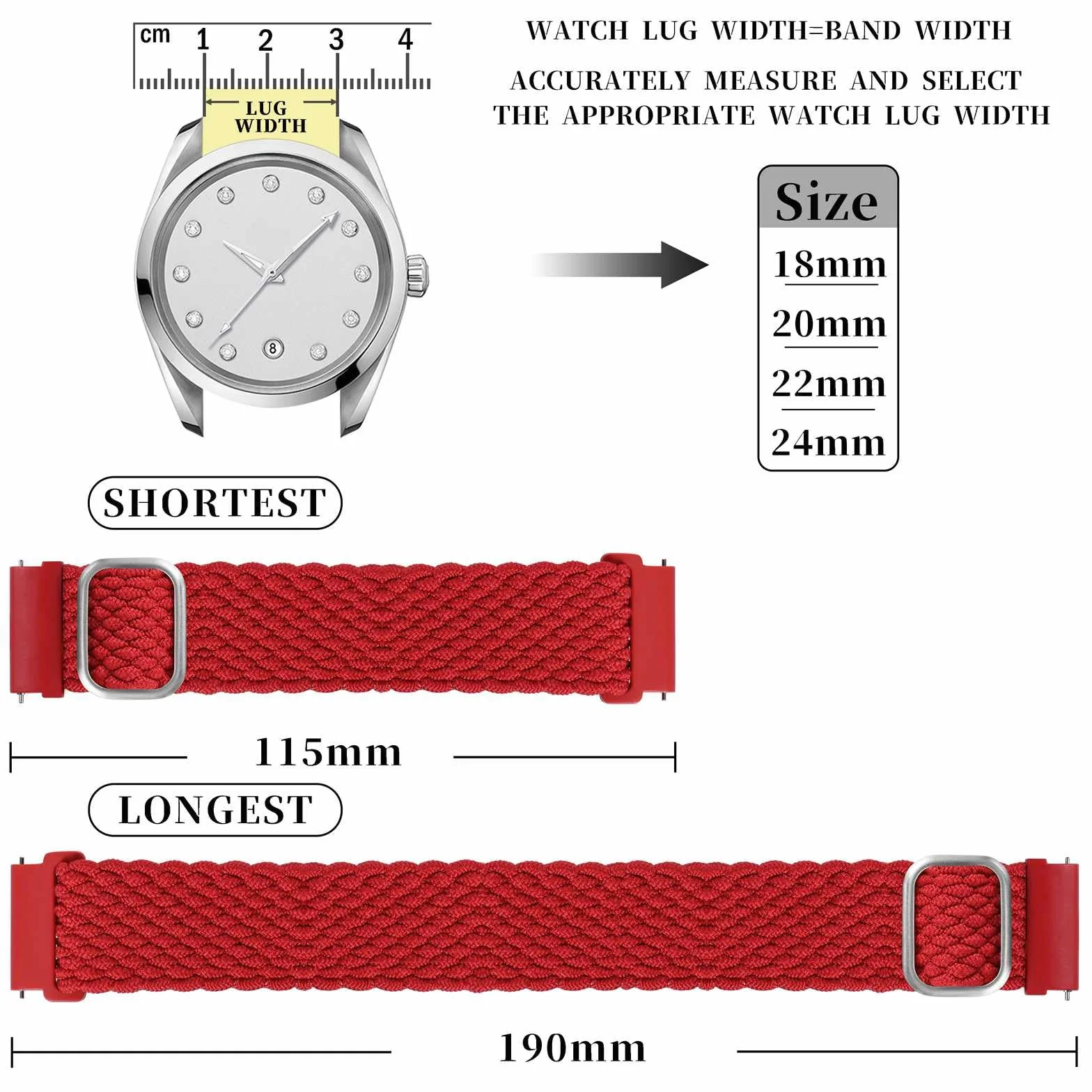 Bracelet de montre en nylon tressé à boucle unique Anbeer, extensible à dégagement rapide