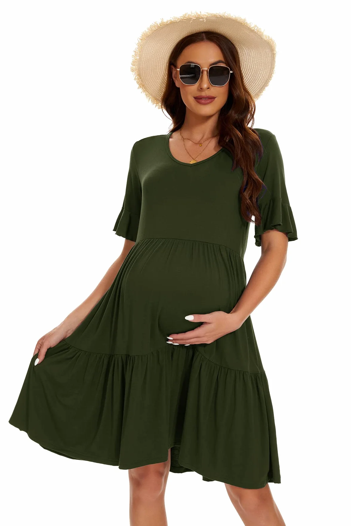 Robe de Maternité Manches Courtes Femme Grossesse