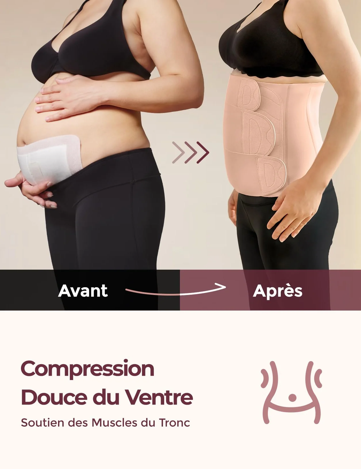 Momcozy Ergowrap Ceinture Post Accouchement, Ceinture Abdominale avec Lift 3D et Soutien Lombaire, Standard M
