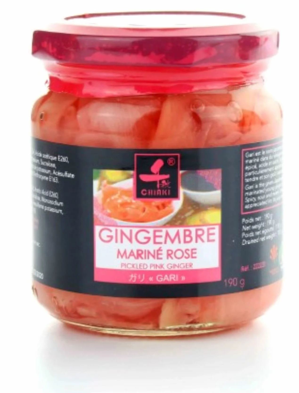 Gari Sushi Gingembre Rose CHIAKI en Bocal 190g - Lot de 2, 4 et 6 Bocaux - Livraison Gratuite France - Expédition par la sté Bo Time (4)