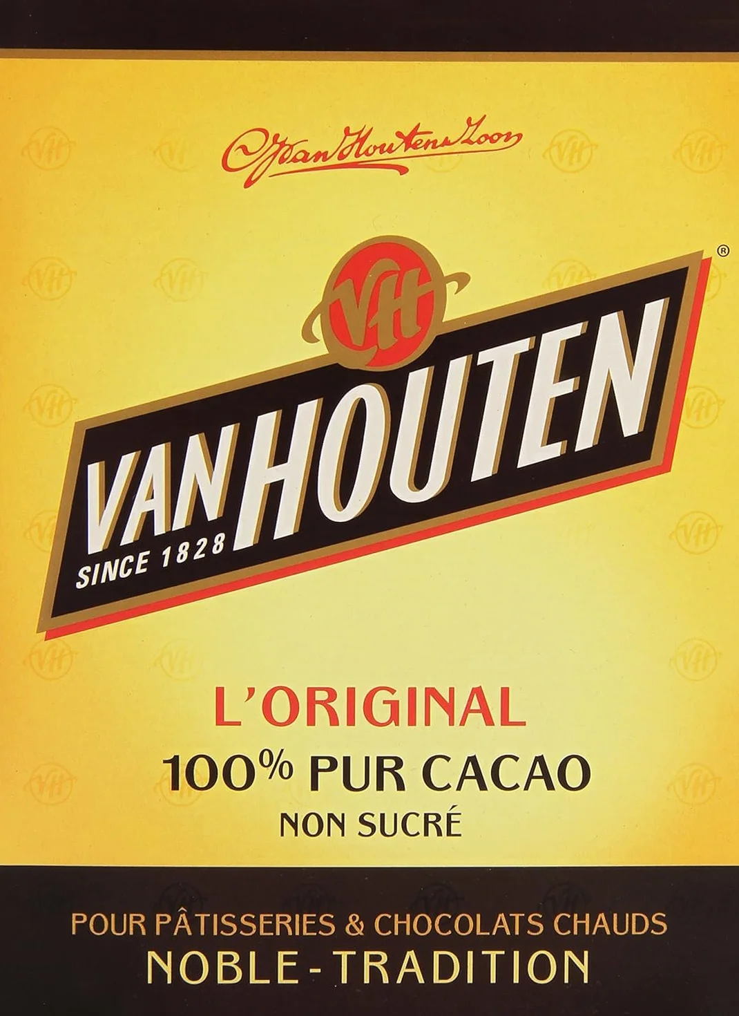 Cacao Brut Non Sucré Van Houten - L'Étui 250 g - Lot de 2
