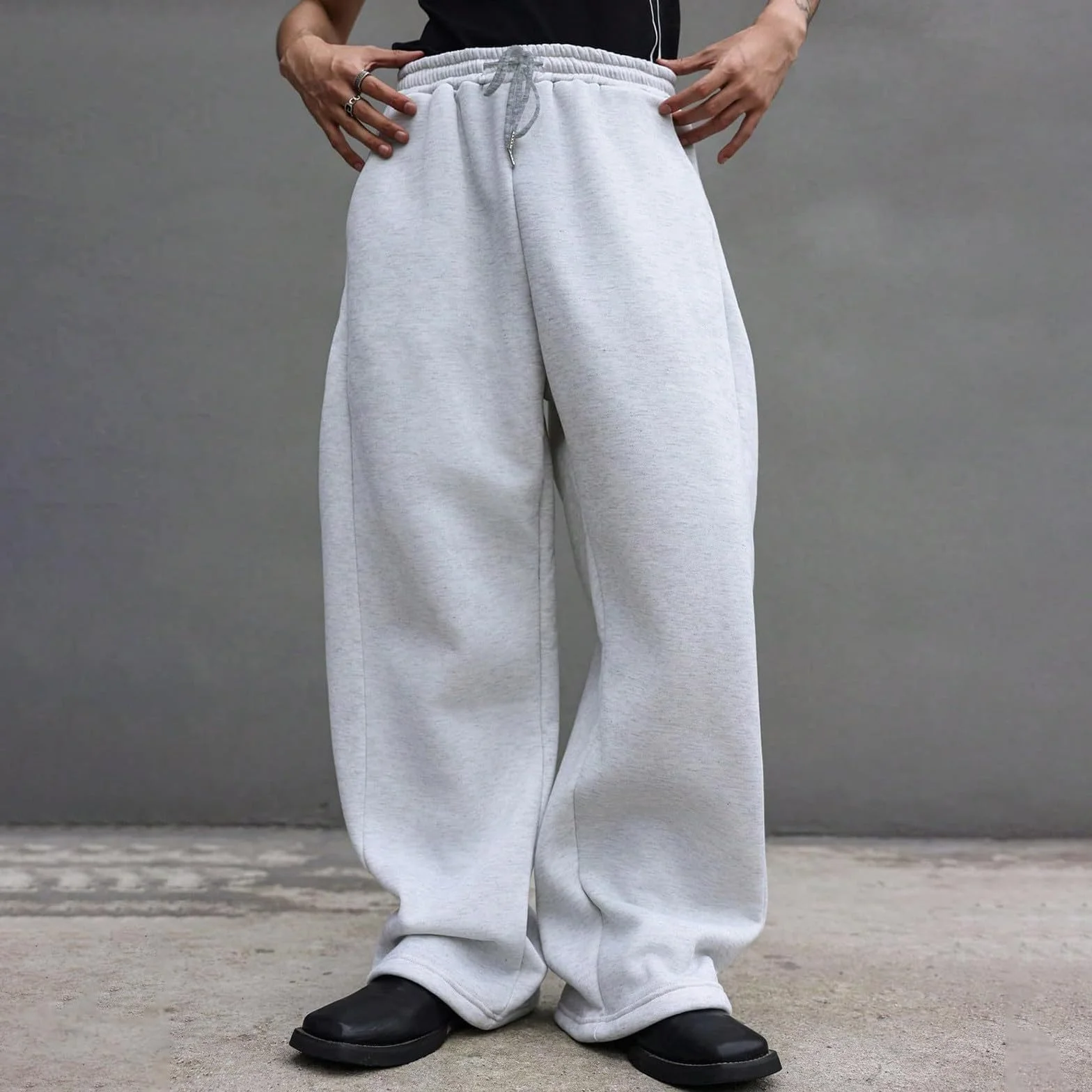 Pantalon Jogging Y2K Baggy Homme Taille Élastique Cordon de Serrage Sweatpants Streetwear Ample
