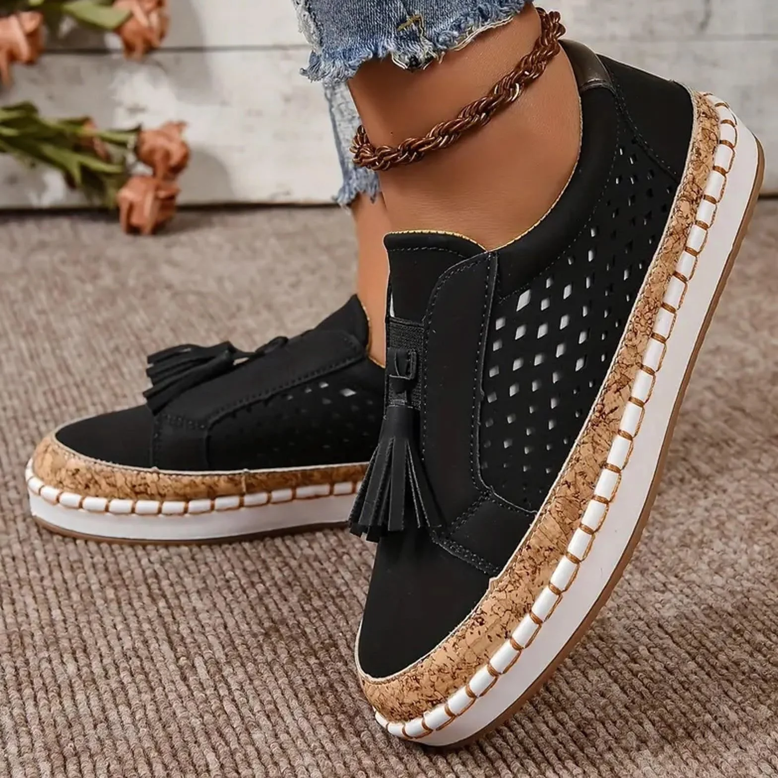 Chaussures de skateboard en cuir pour femme avec sangle réglable résistantes à l'abrasion
