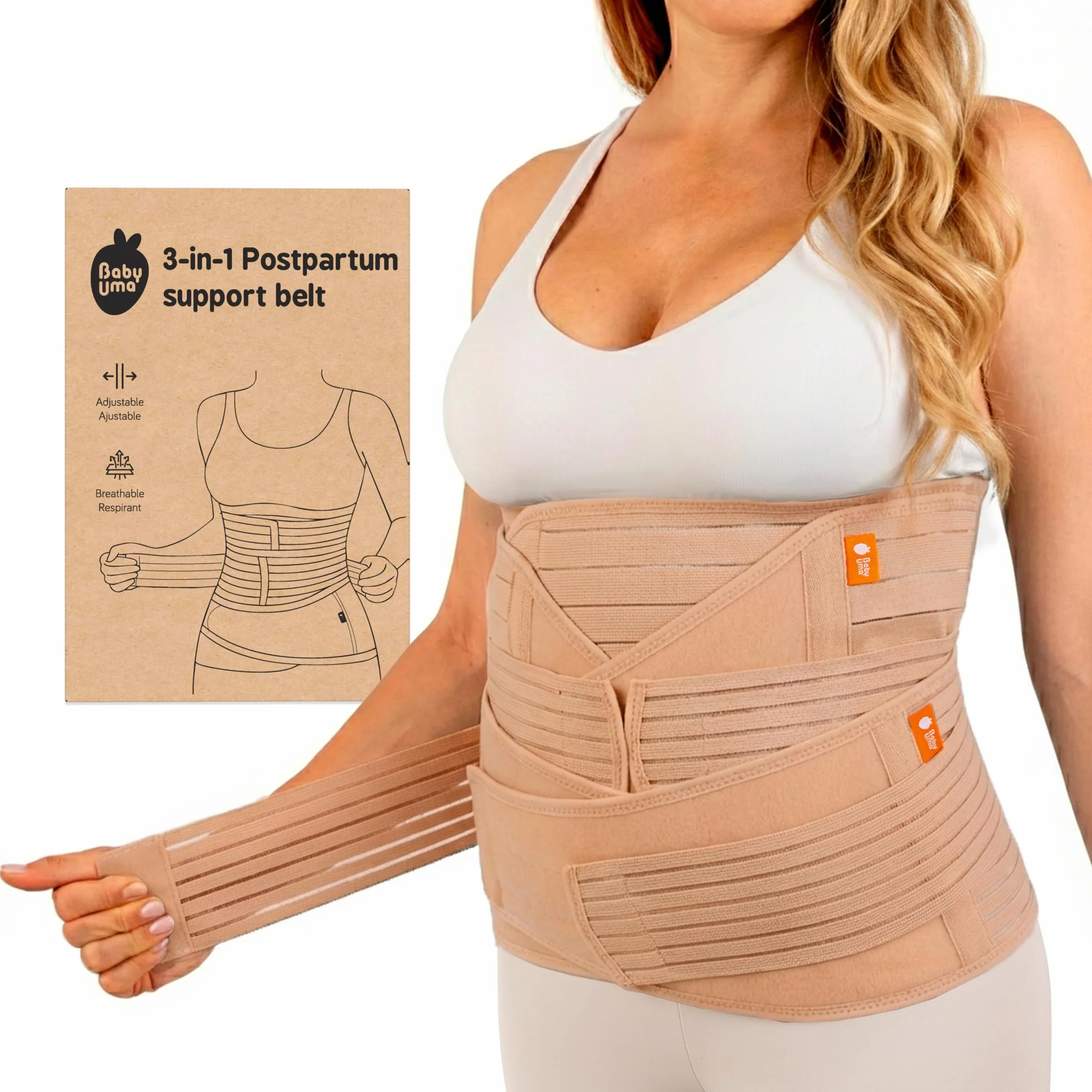 Baby Uma Ceinture Post Accouchement 3-En-1 Gaine Post Partum Triple Maintien Césarienne Légère Respirante