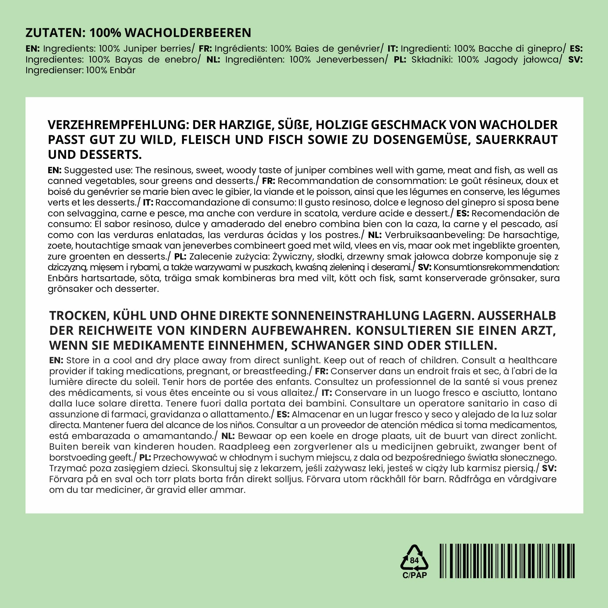 IDDA Herbal Baies de Genièvre Séchées 250g, Baies de Genièvre Entières, sans Sucre Ajouté