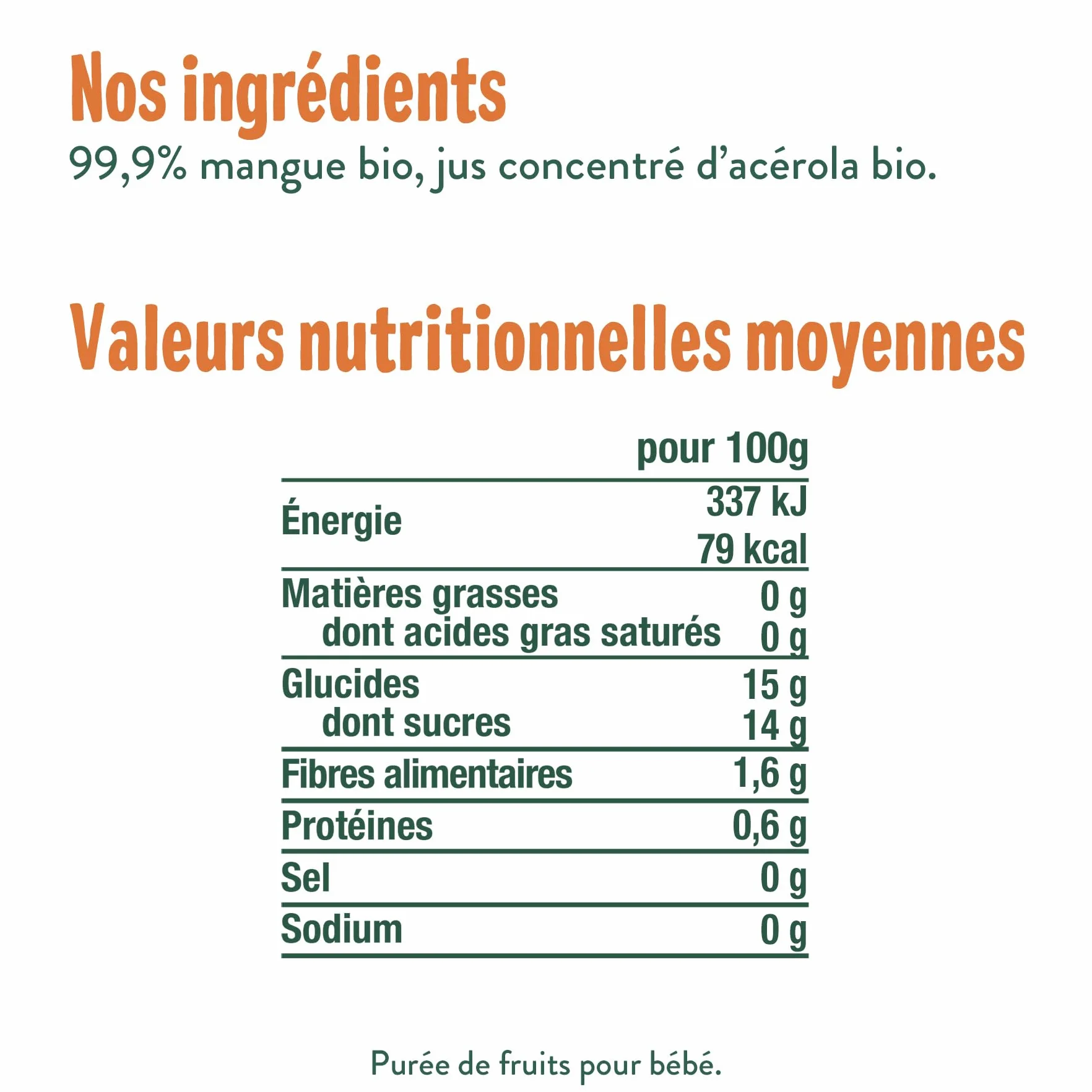 GOOD GOÛT Gourdes Mangue Purée Bébé Dès 4 Mois 99,9% Mangue 100% Bio Sans Sucres Ajoutés 10x120g