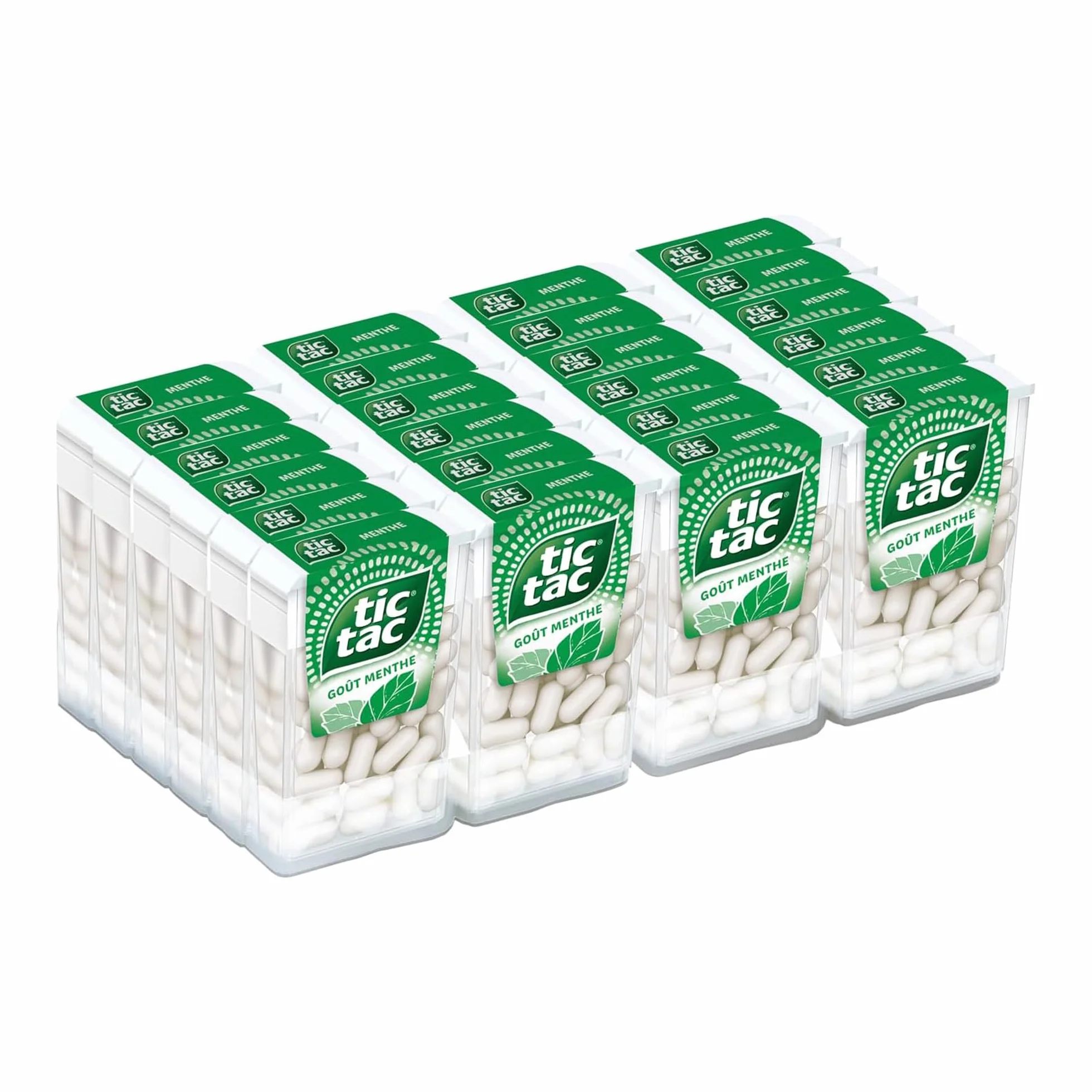TicTac Goût Menthe - Bonbons frais sucrés à la Menthe - Format de Poche - 24 boites x 18g