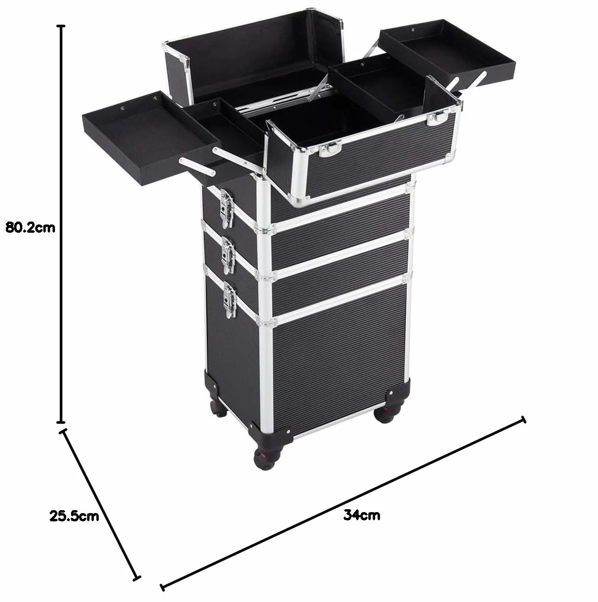 Yaheetech Mallette de Maquillage 4 en 1 Trolley à Maquillage Noir