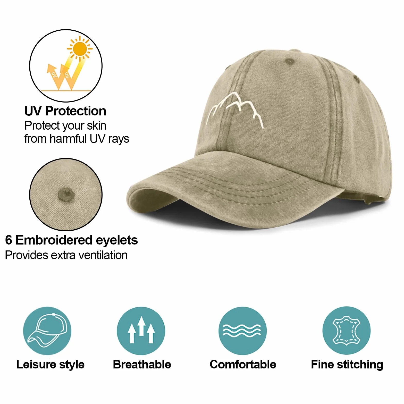 Casquette Baseball Femme Tiakay Queue de Cheval Motif Brodé Vintage Délavé Réglable Trucker Cap