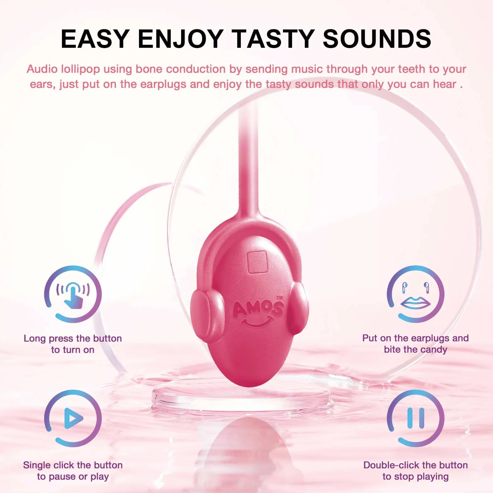 AMOS Musicales Sucette Bonbon Lollipop, Black-berry Mûre Pastèque Audio Sucettes, Saint Valentin Fête Sucettes Gift, Individuel Emballés Bonbon Sans Sucre Candy Parfait Pour Fête