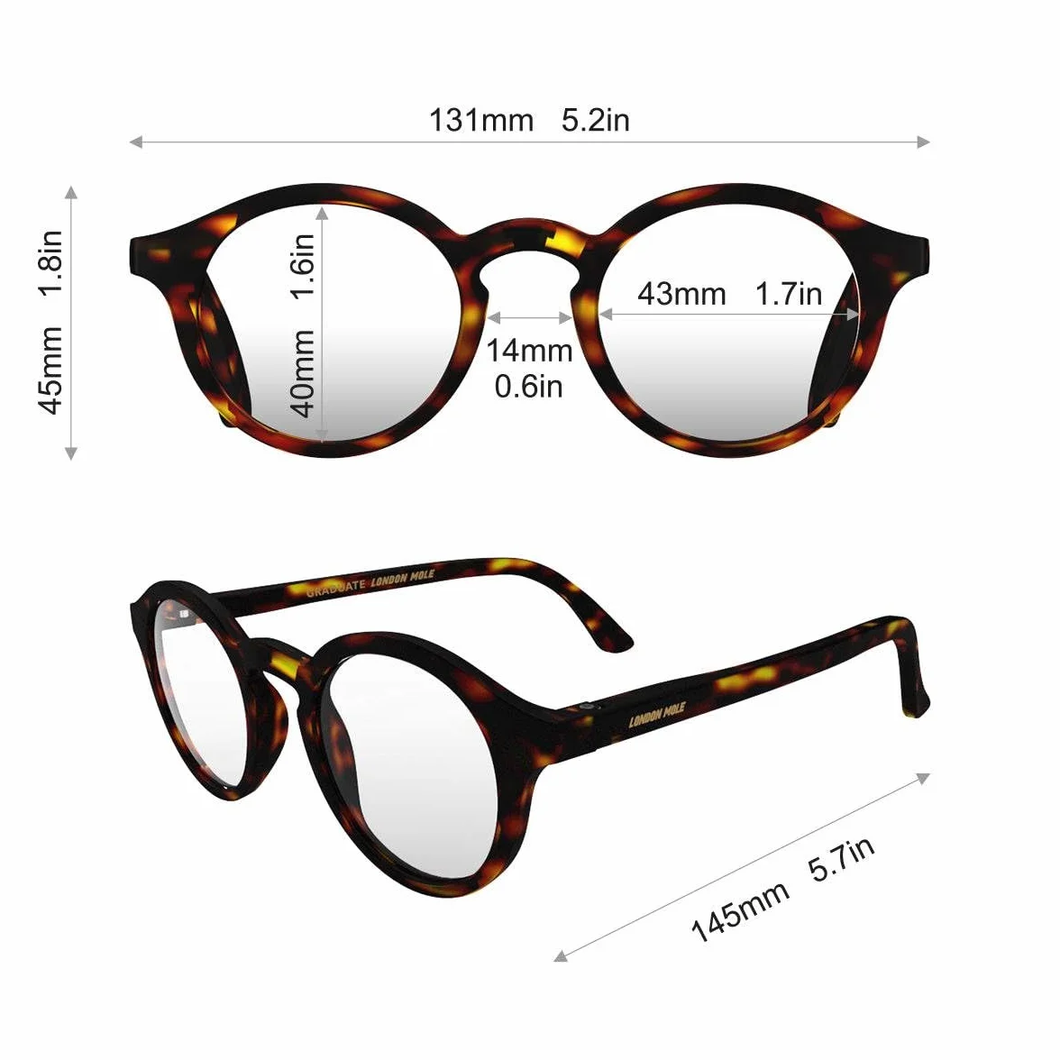 LONDON MOLE® Graduate Lunettes de lecture panto sympas Unisex