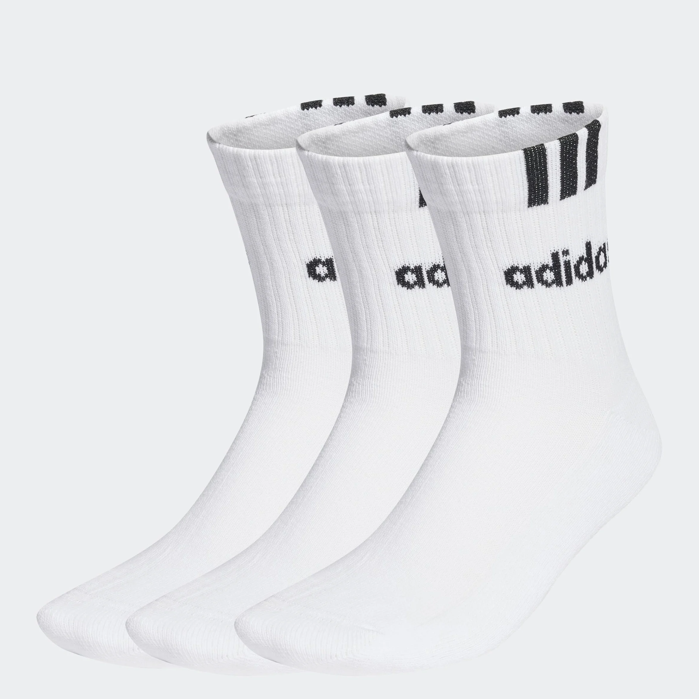 adidas Mixte 3-Stripes Linear Half-Crew Cushioned Socks 3 Pairs