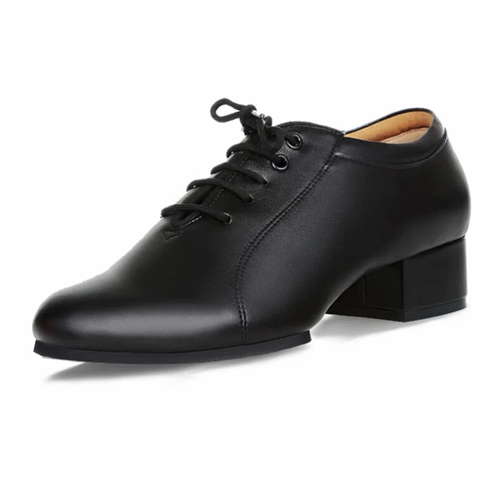 Chaussures de Danse Homme Latine Cuir Bout Arrondi 3cm/4.5cm Talon à Lacet Salsa