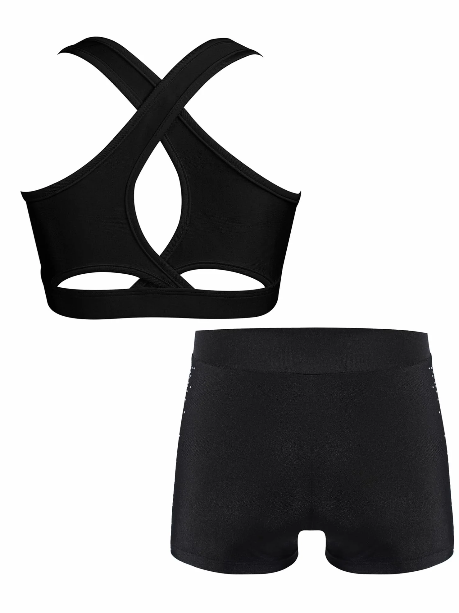 Zestaw Tenues De Gymnastique Pour Filles Crop Top Court Soutiengorge Sportif Shorts Gym Ensemble Sportif Danse Moderne Jazz Hip Hop