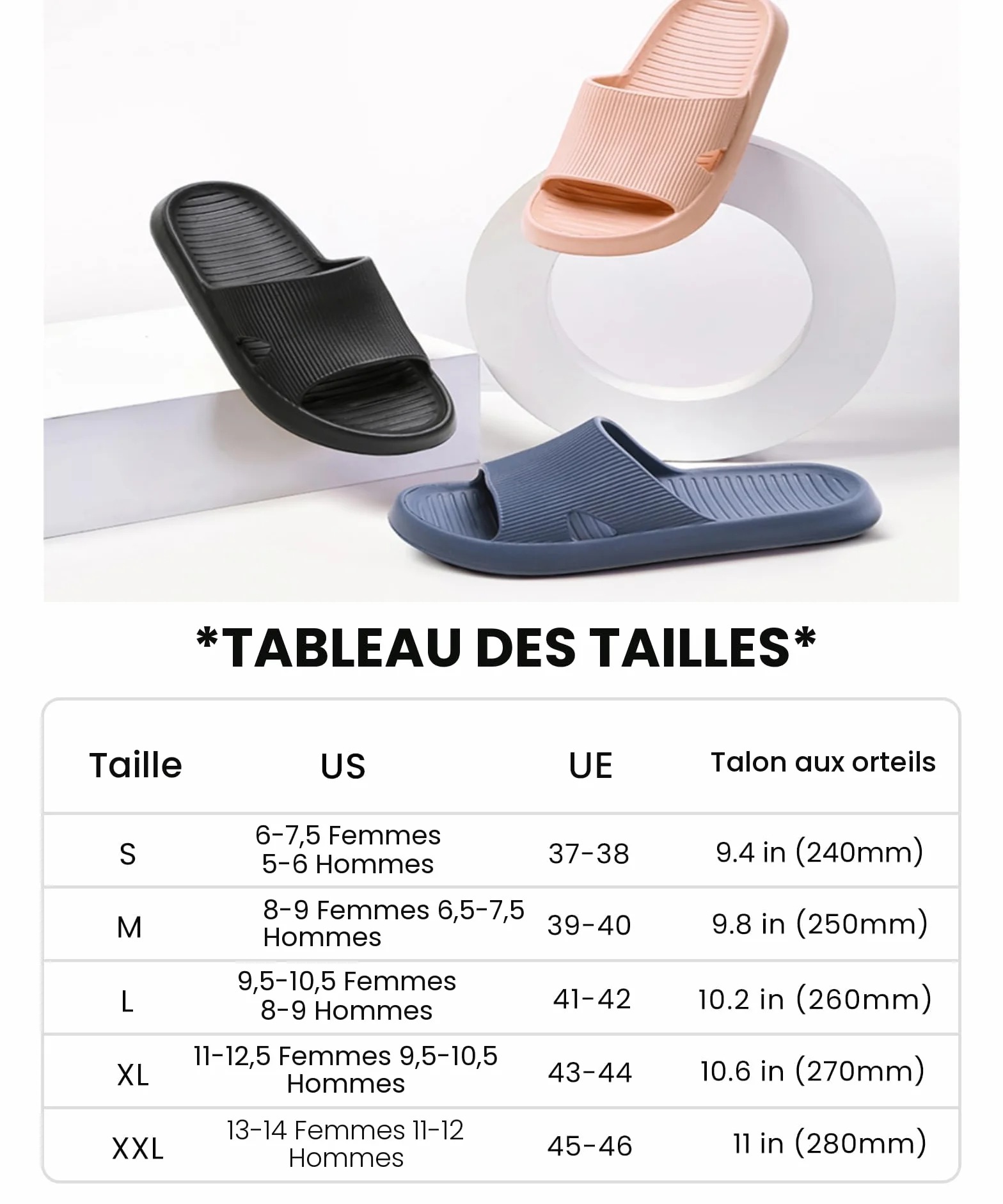 Anmerl Claquettes de Douche Antidérapantes Homme Femme, Chaussons EVA Souple, Sandales Bain Séchage Rapide Piscine Spa Plage