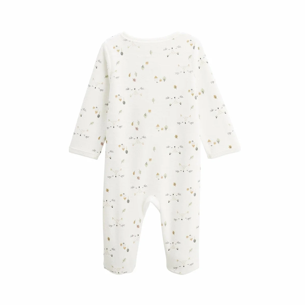 Petit Béguin Pyjama bébé velours ouverture pont Bisous