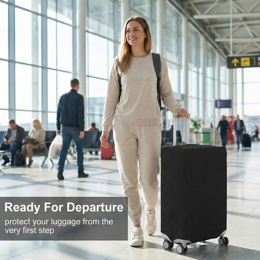 Housse Valise Protection Élastique pour Bagage Voyage (Noir, S)