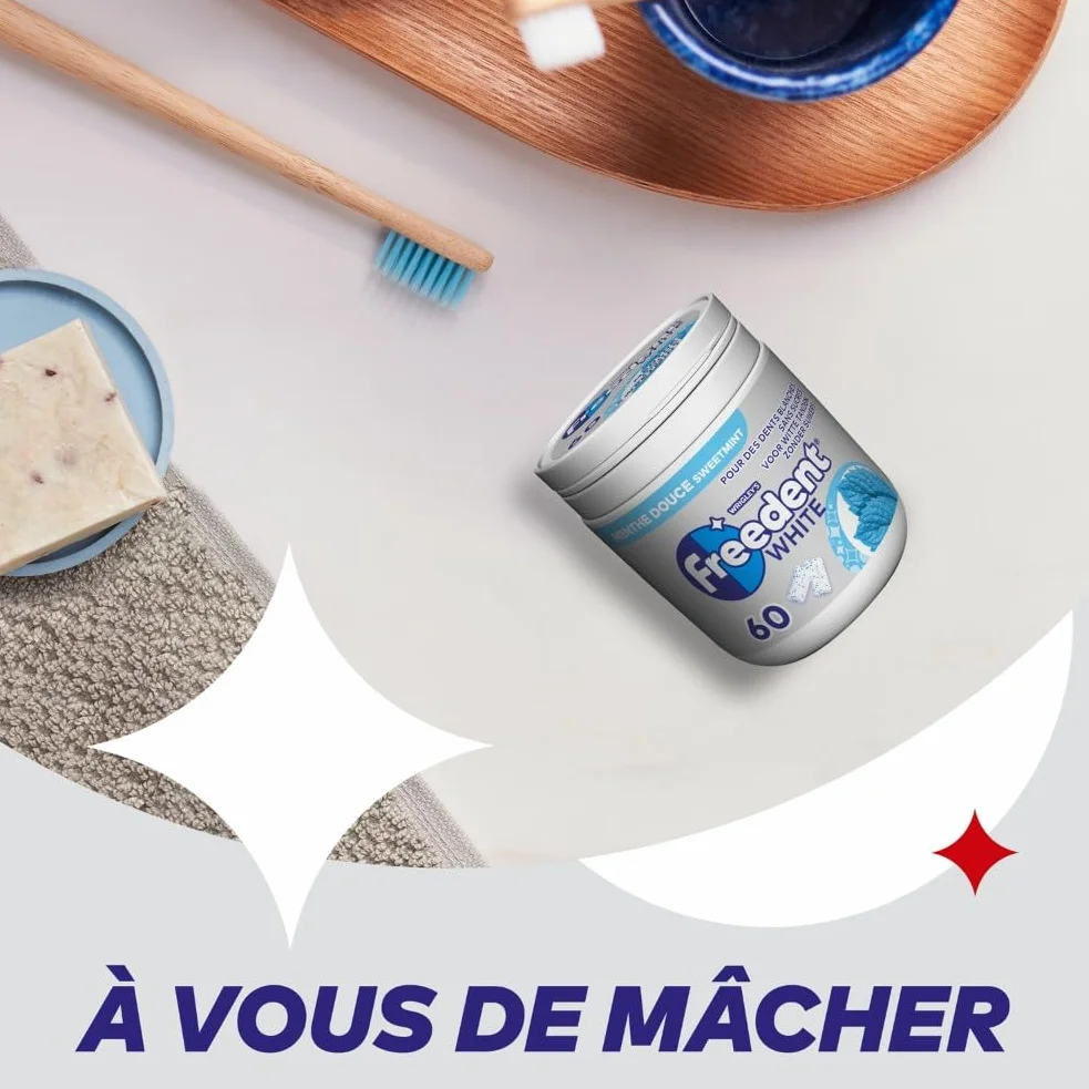FREEDENT WHITE Chewing-gum Menthe Douce sans sucres 60 dragées 84g