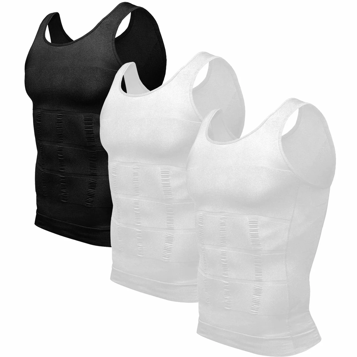 Odoland Débardeur de Compression Homme Maillot de Corps 3 pièces Amincissante Ventre Plat Invisible Shirt