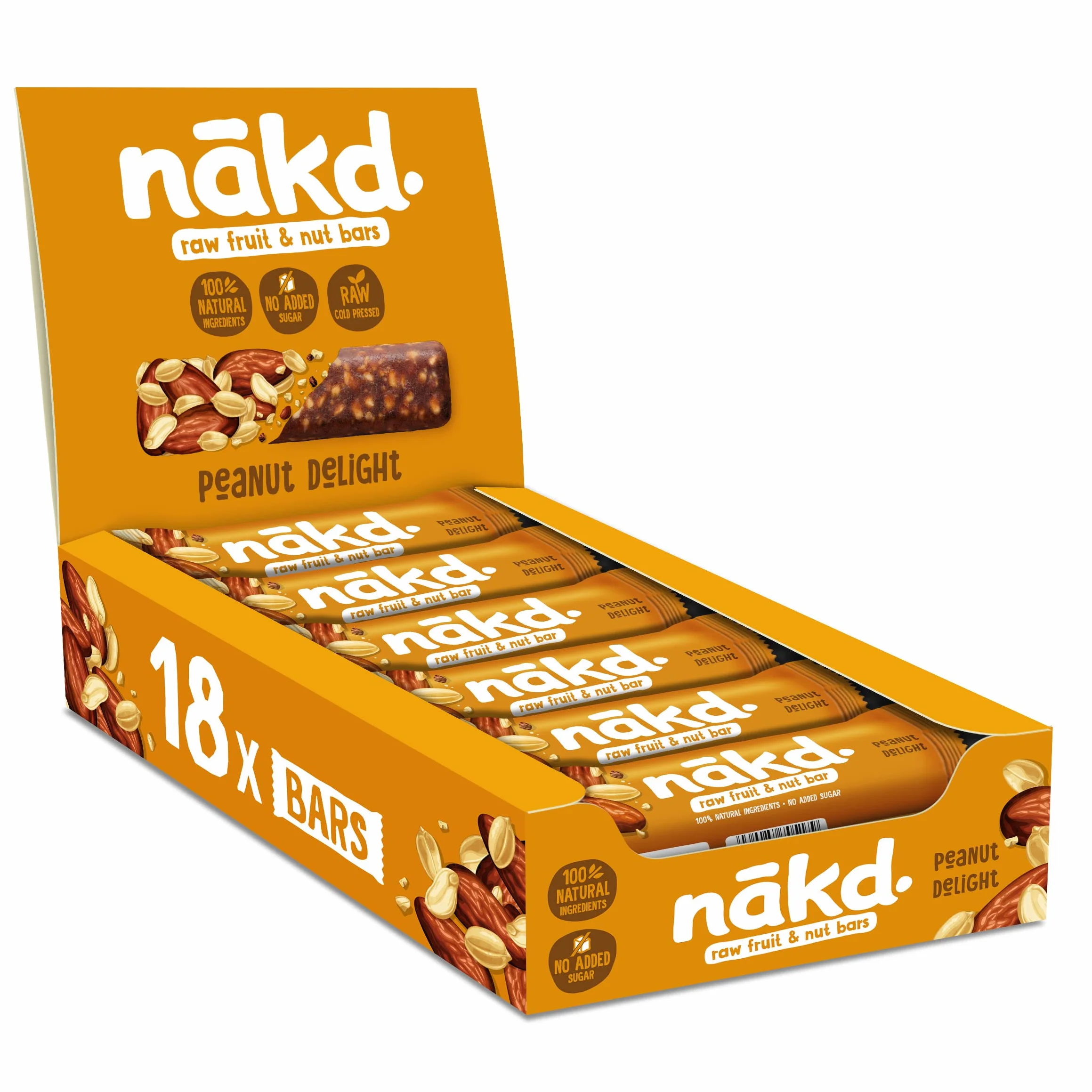 Nakd Raw Fruit and Nut Bars Pack of 18 (Peanut Delight)