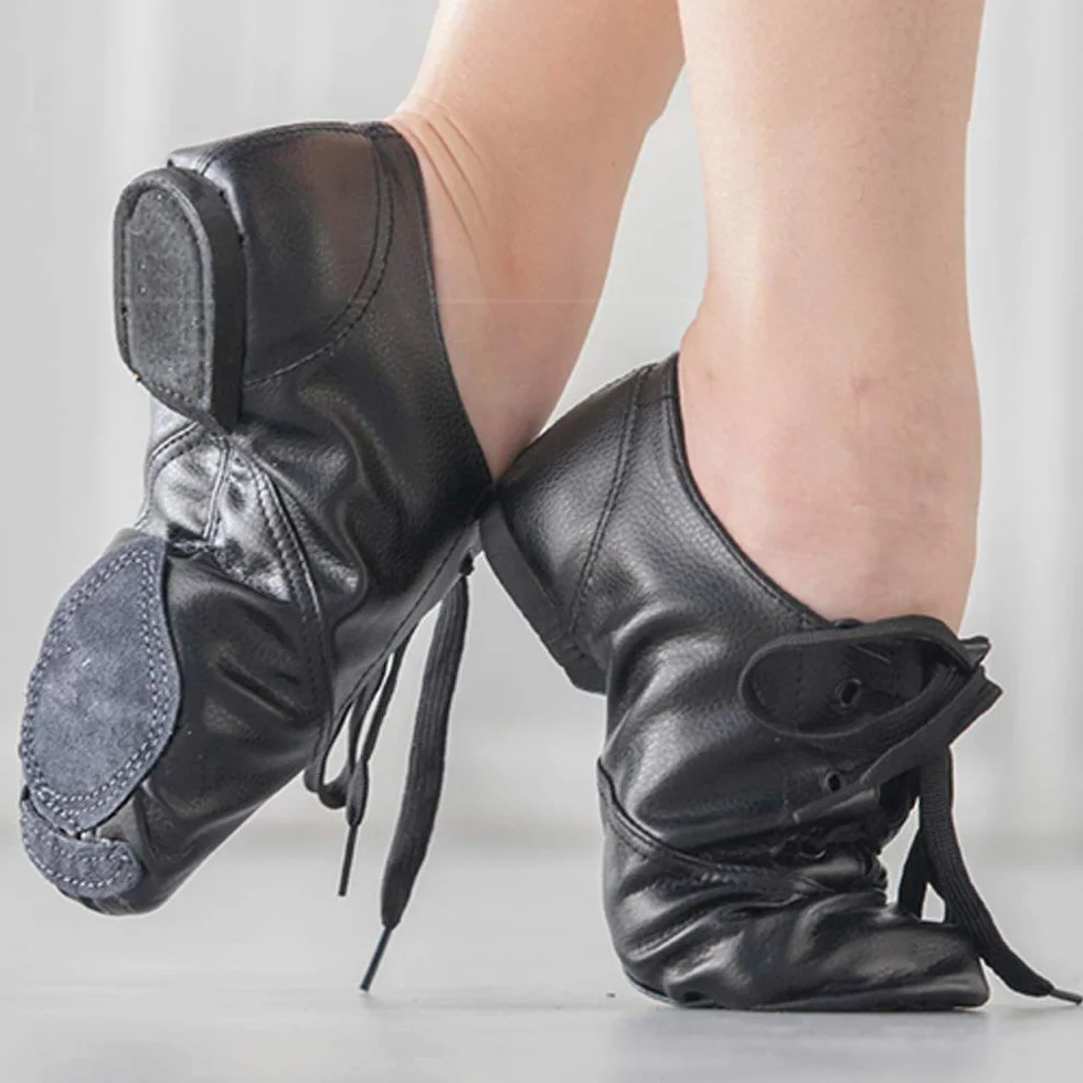 Chaussures de Danse de Salon Homme Femme Enfants Noires Plates Jazz Salsa Moderne Tango TJ-Jazz-DBPU