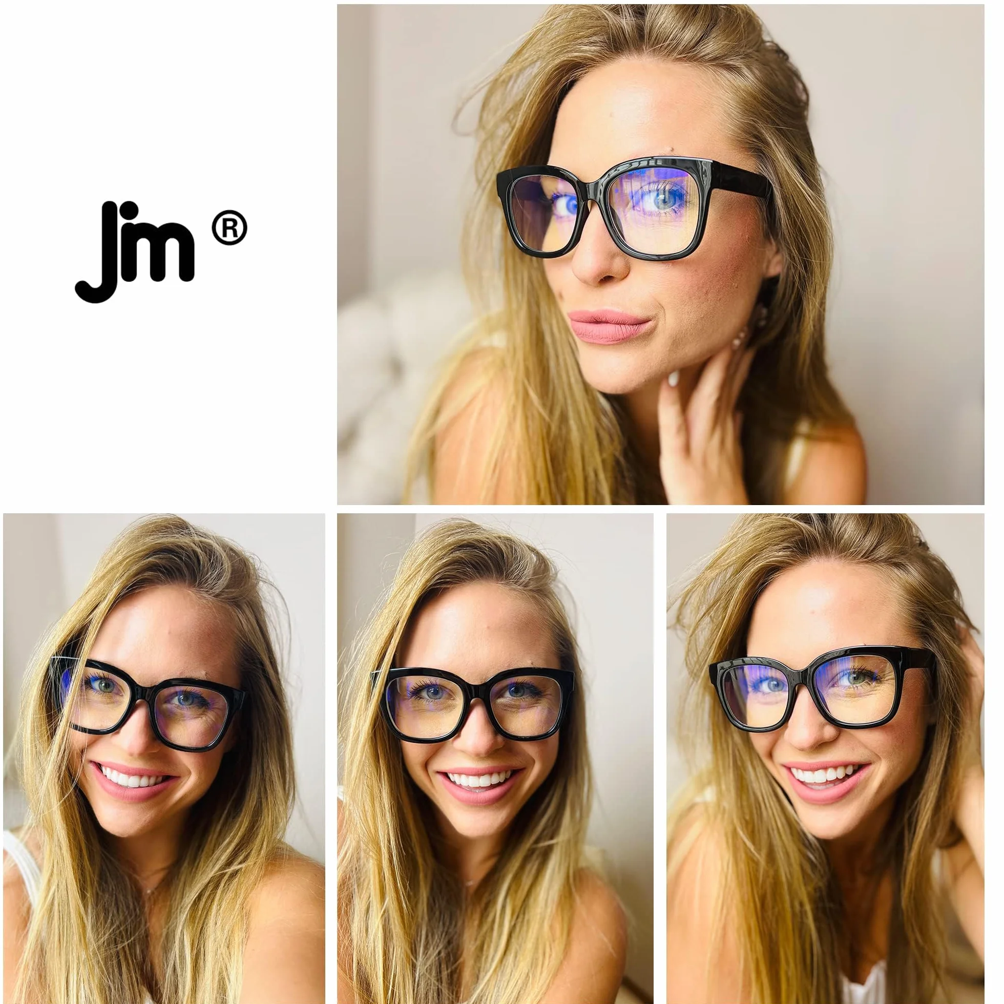 Lot de 3 Montures de Lunettes Carrées Surdimensionnées Anti-Lumière Bleue