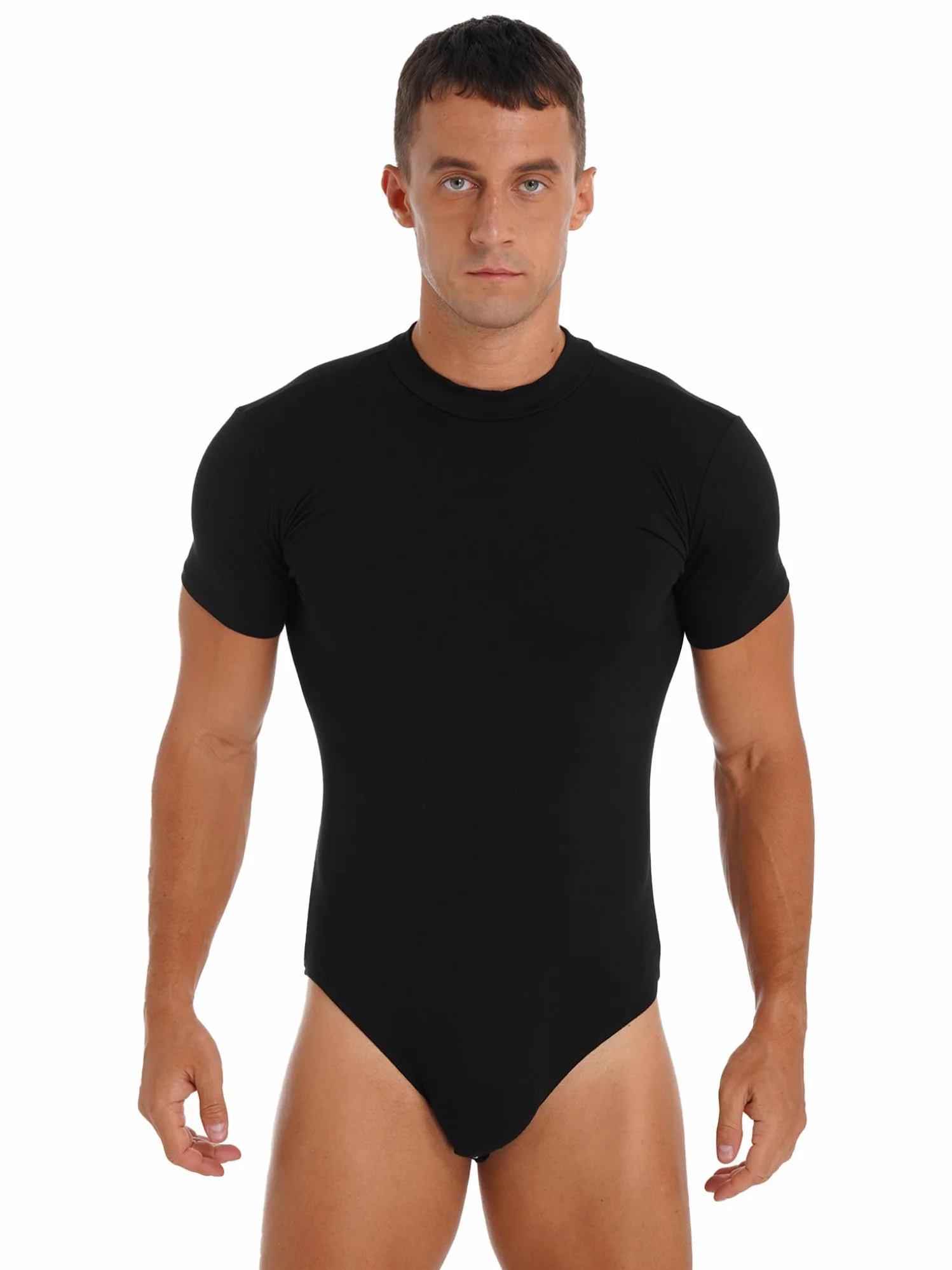 Homme Body de Sport Manche Courte T-Shirt Gymnastique Justaucorps