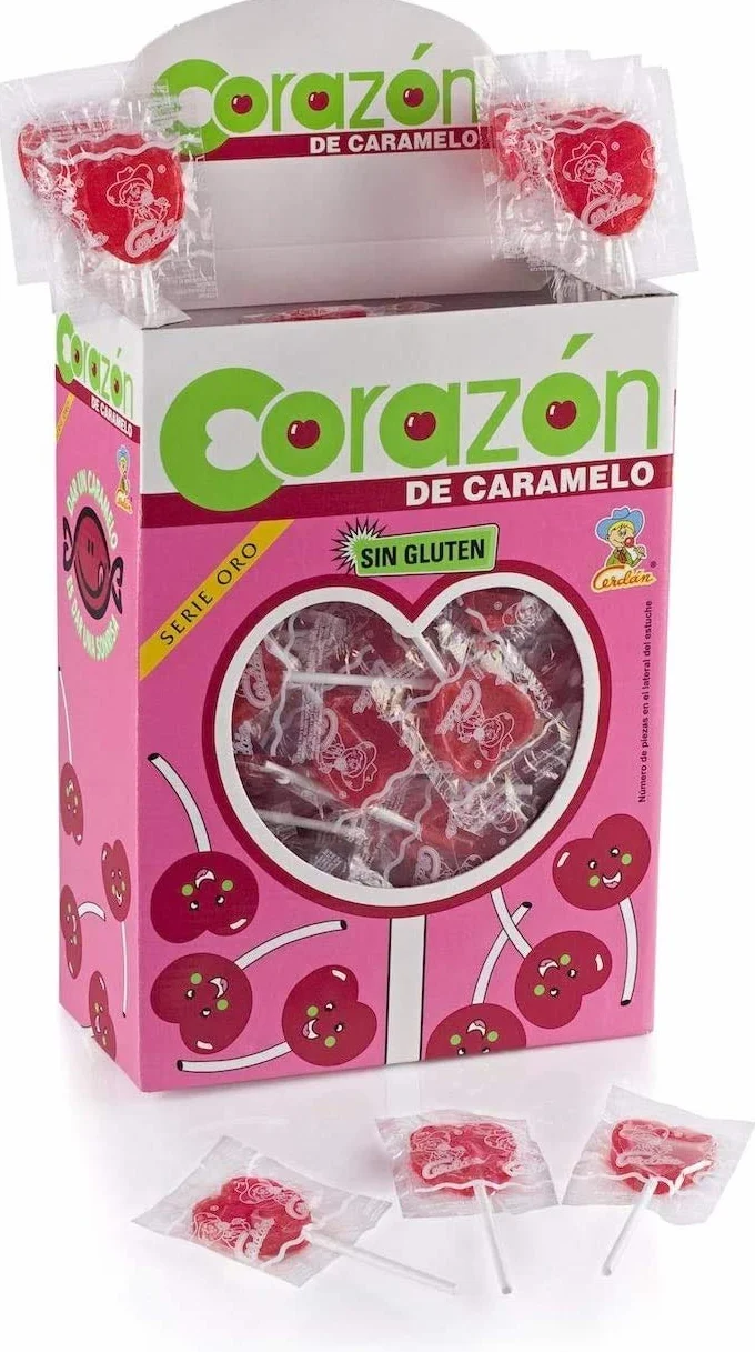 Sucette coeur gout cerise - Lot de 200 - coloration de langue - Bonbon sucette avec baton - Sans gluten