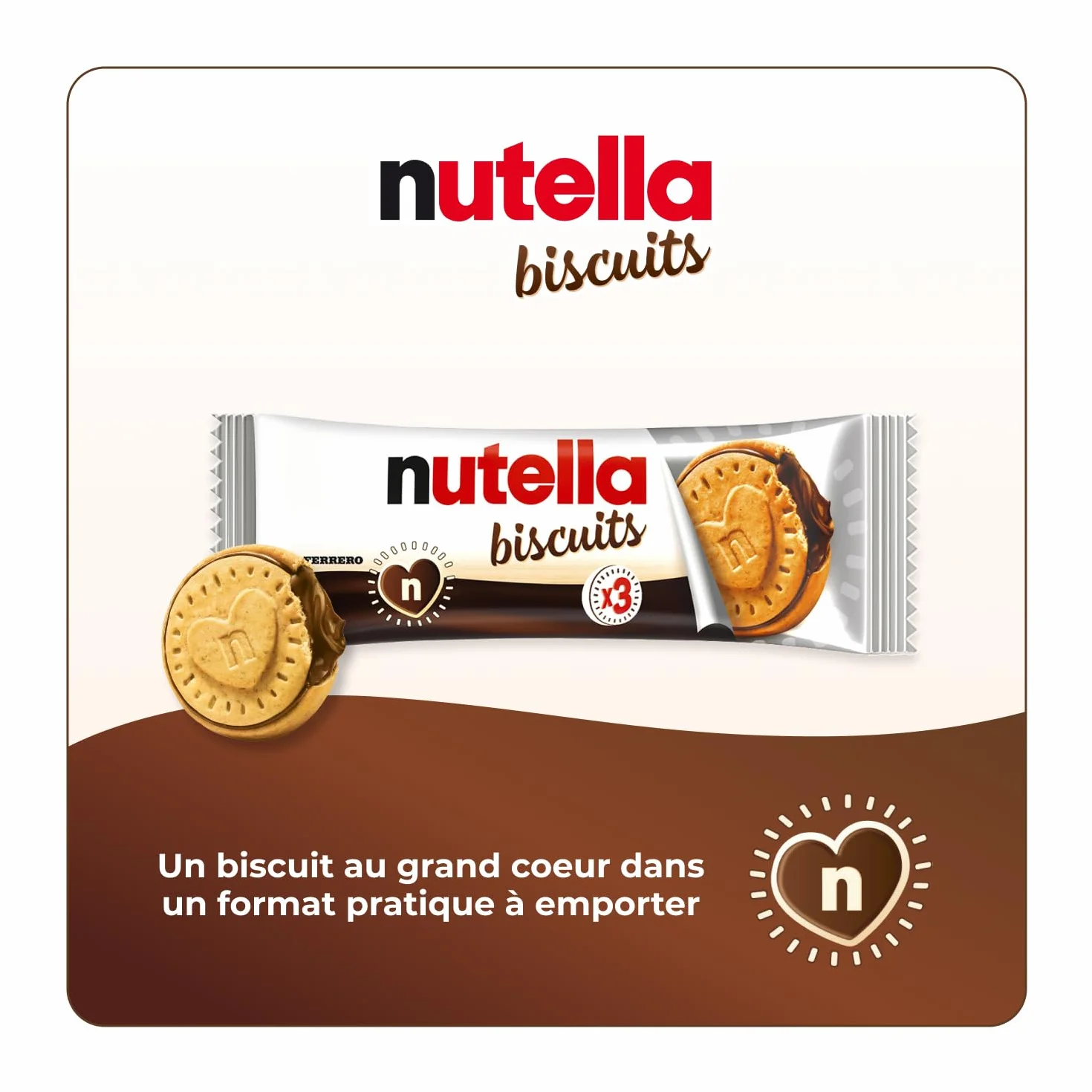 Nutella Biscuits - Biscuit Croquant et Fourré à la Pâte à Tartiner Nutella - Format Familial pour le Goûter - 28 x 3 x 41,4g