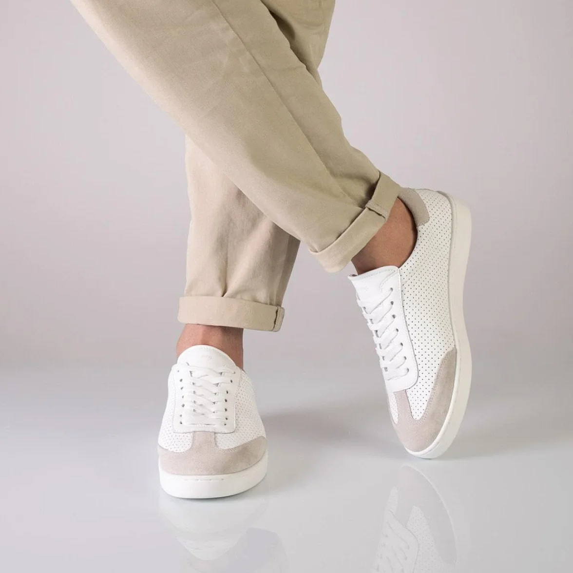 Anna Kern Suny 7420 Baskets de danse en cuir blanc pour homme Semelle en polyuréthane amovible