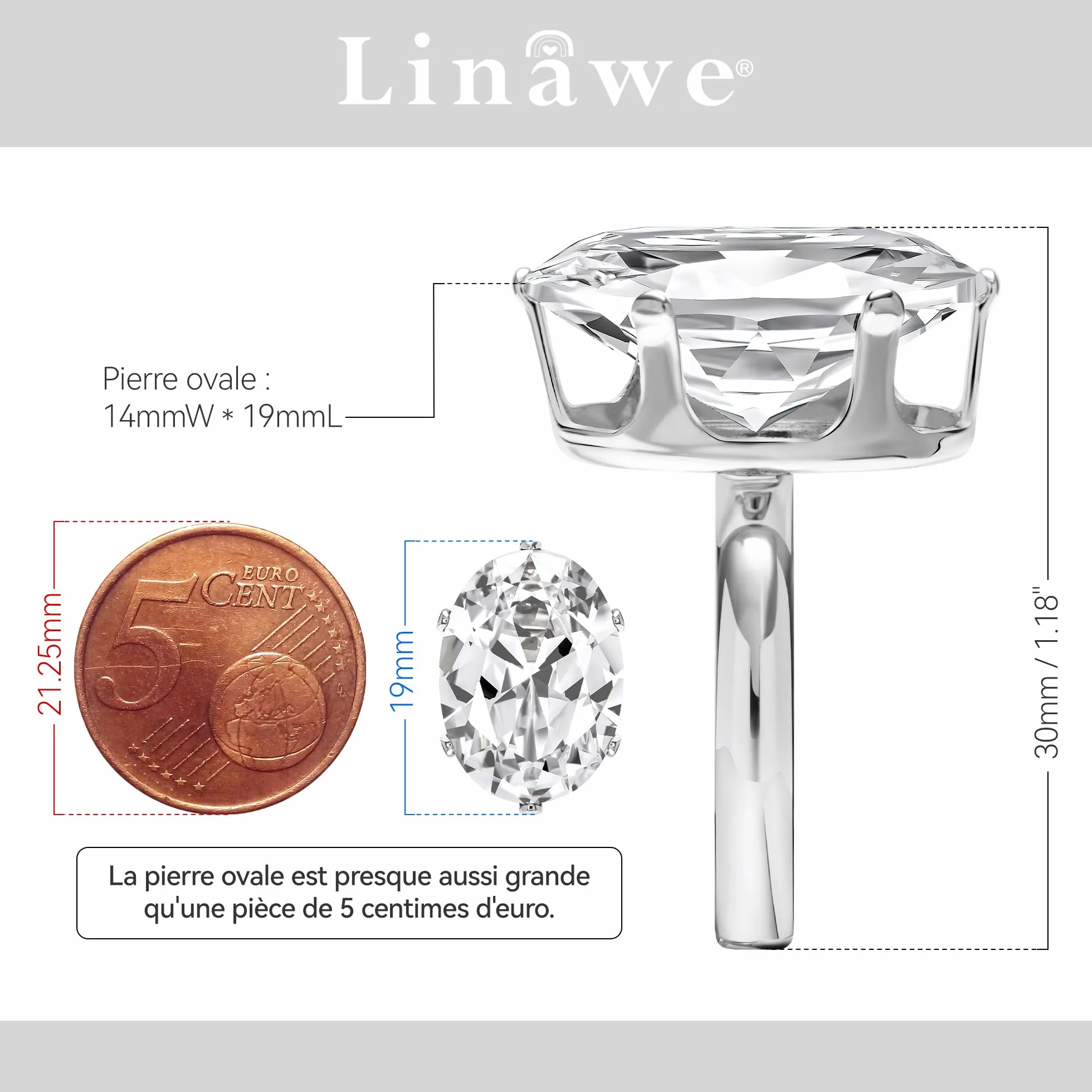 Bague ajustable diamant synthétique Moissanite femme or rose argent trois nuances cuivre
