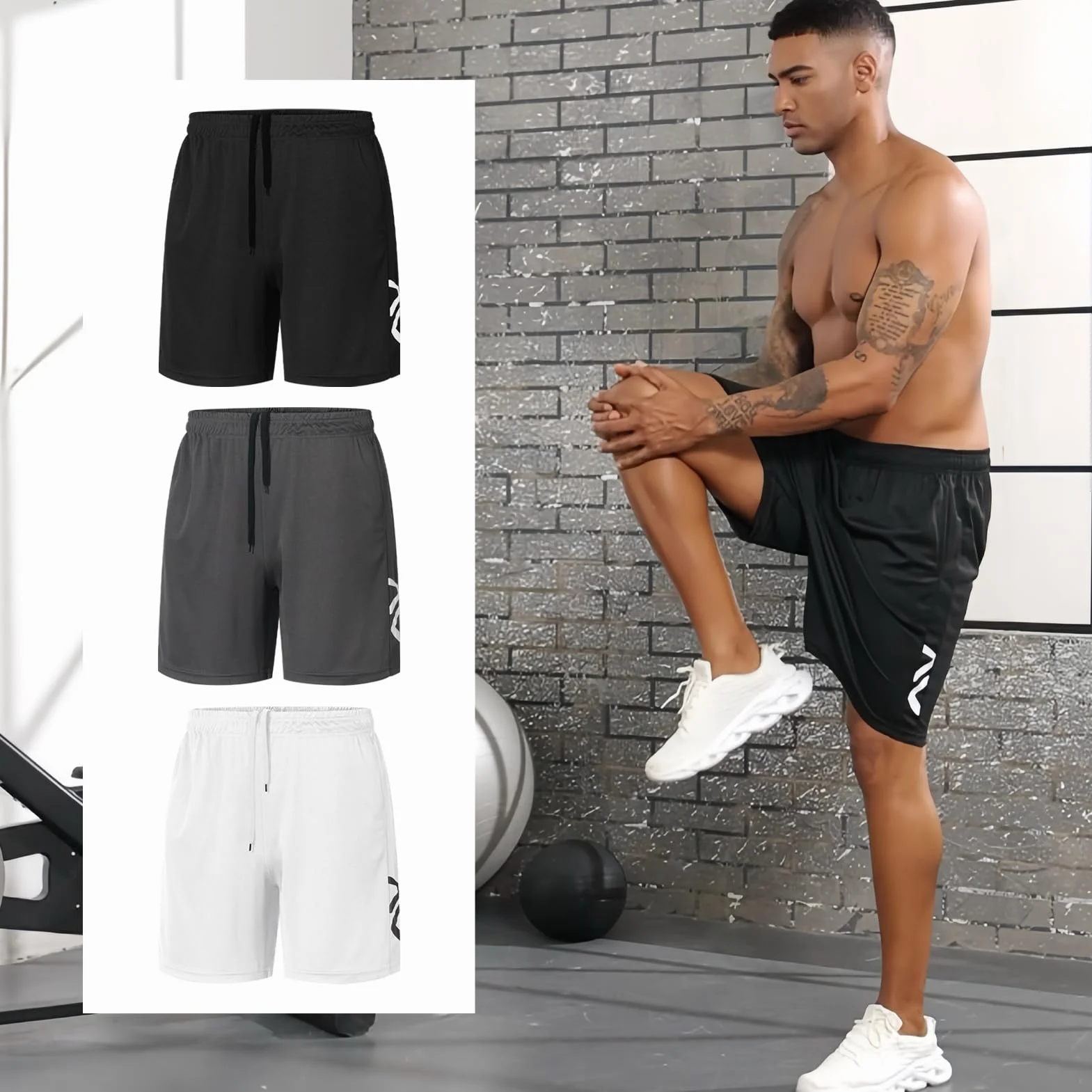 Lot de 3 Shorts de Sport pour Homme Séchage Rapide avec Poches Jogging Fitness
