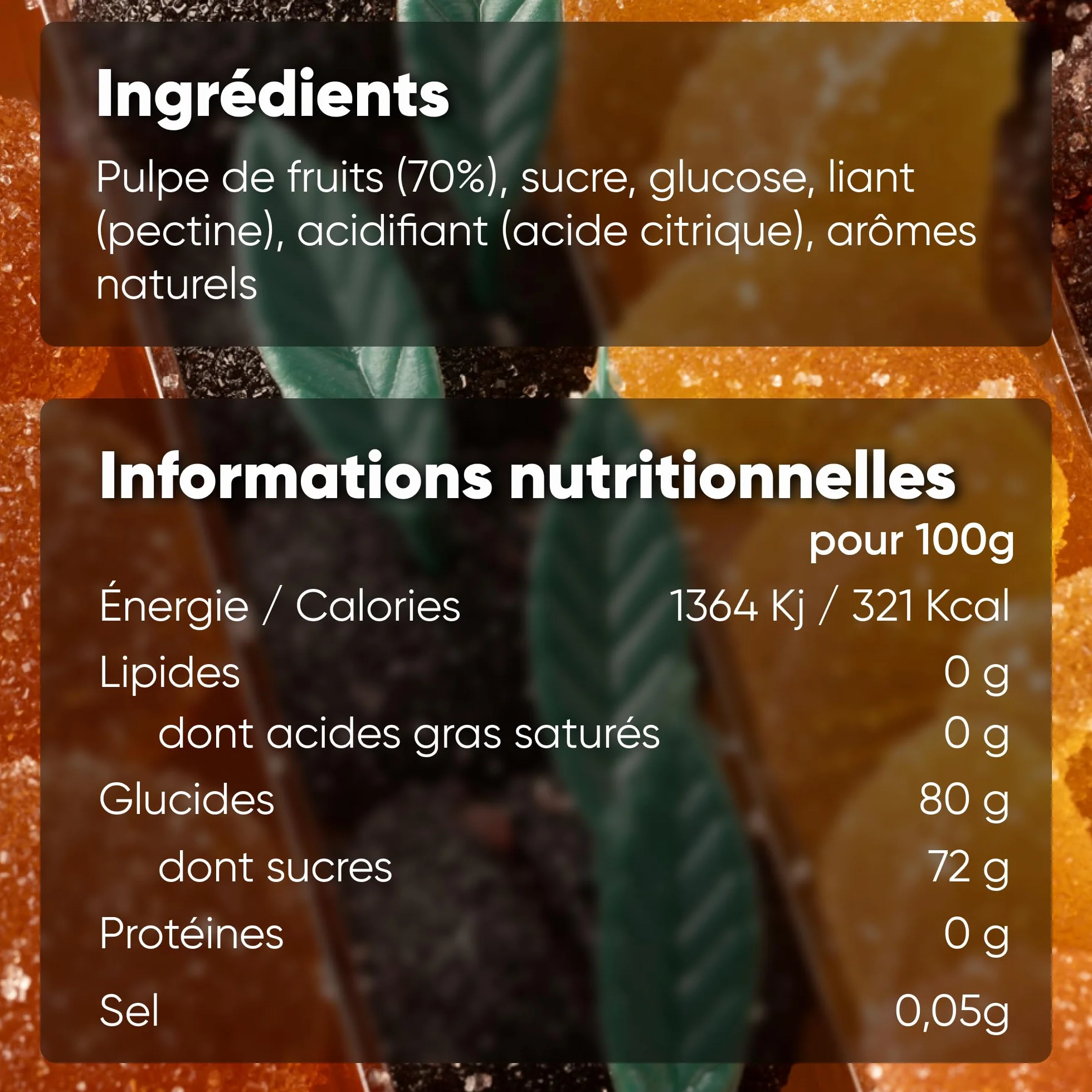 Pâtes de fruits Artisanales - boite cadeau 1 KG - Saveurs multi fruits - (sans gluten, sans colorant, sans arôme artificiel, sans lactose, sans conservateur) - teneur en fruits de 70%