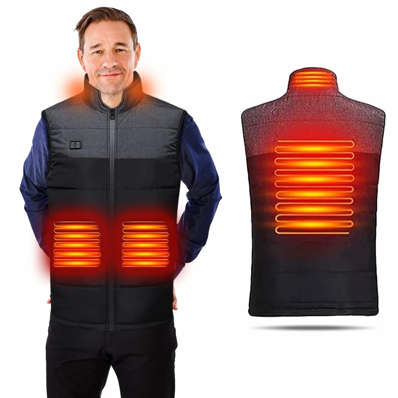 Gilet Chauffant électrique Homme Femmes 4 zones USB ultraléger Ski moto Pêche Camping