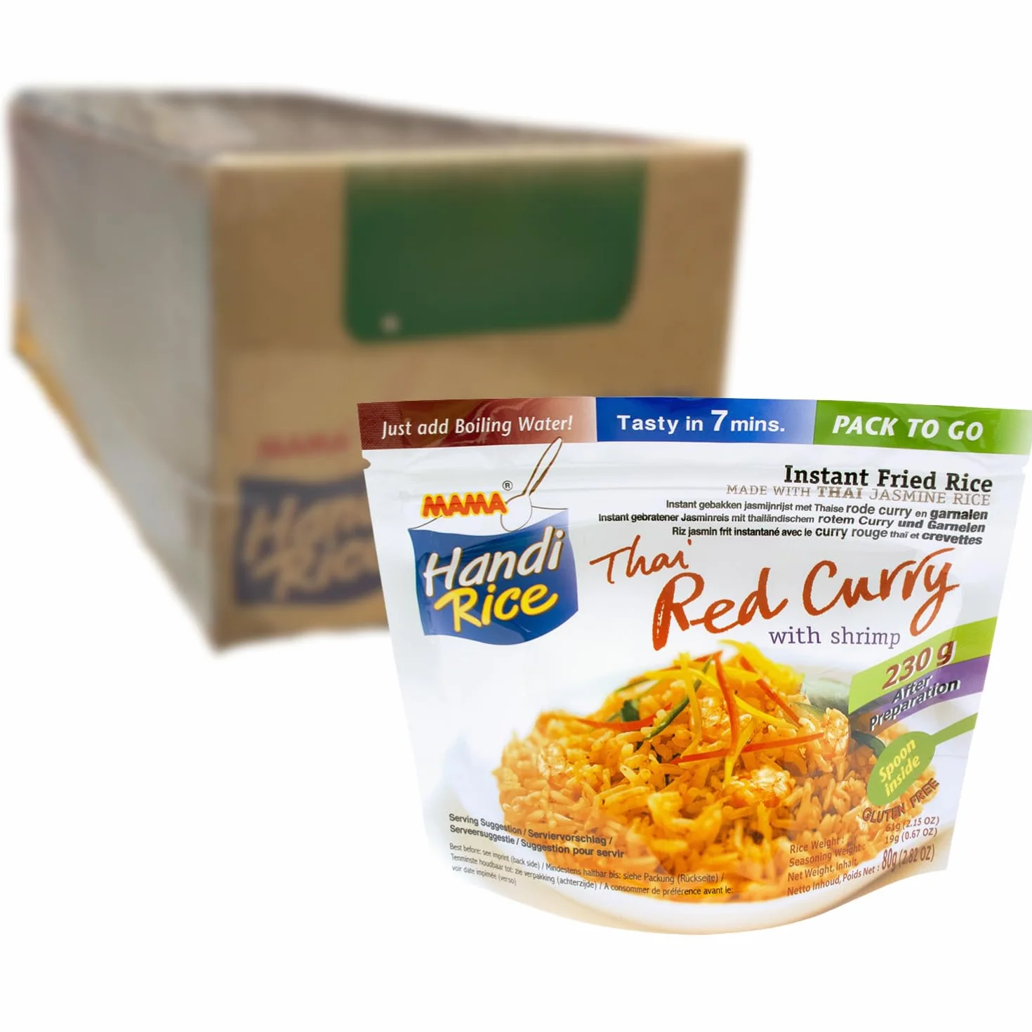 MAMA - Riz Inst. Crevettes Curry Vert, Lot de 10 (10 X 80 GR)