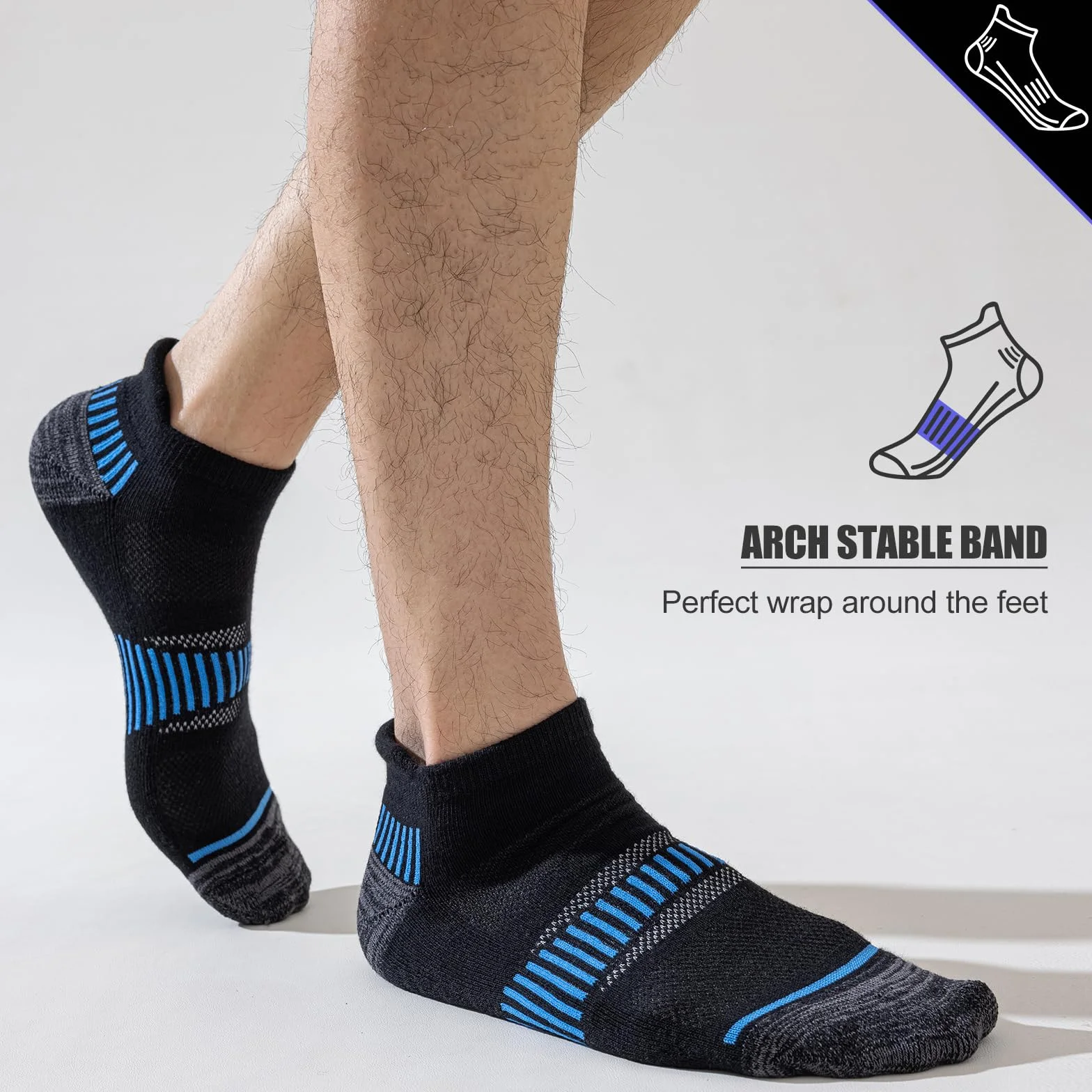 Niorasen Chaussettes Hommes Sport Courtes Coton 6 Paires Course Respirantes 37-42 43-46 47-50