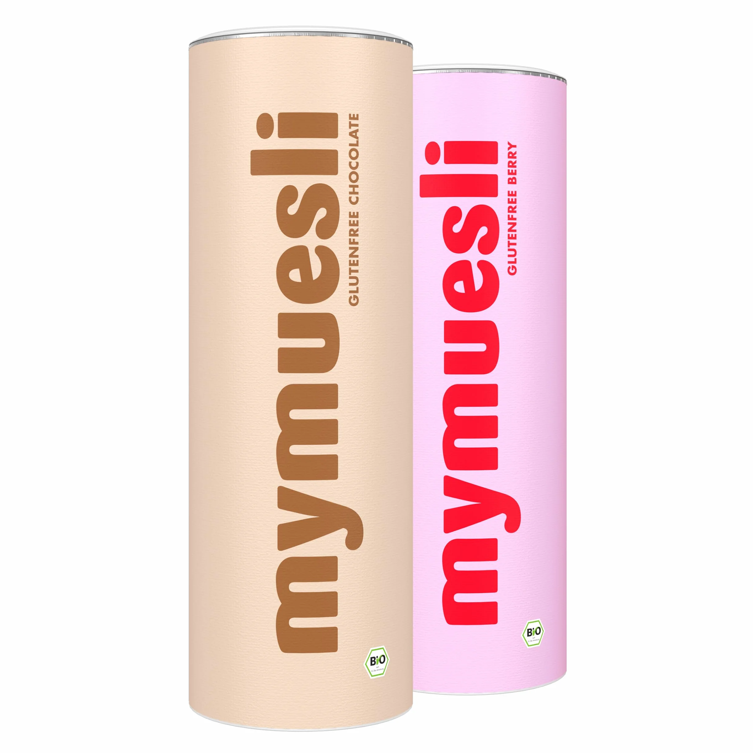 mymuesli Muesli BIO sans gluten (2x 375g) - 1x Muesli aux baies fruité & 1x Muesli au chocolat avec 5 ingrédients chocolatés - 100% sans gluten - Pour les personnes intolérantes au gluten