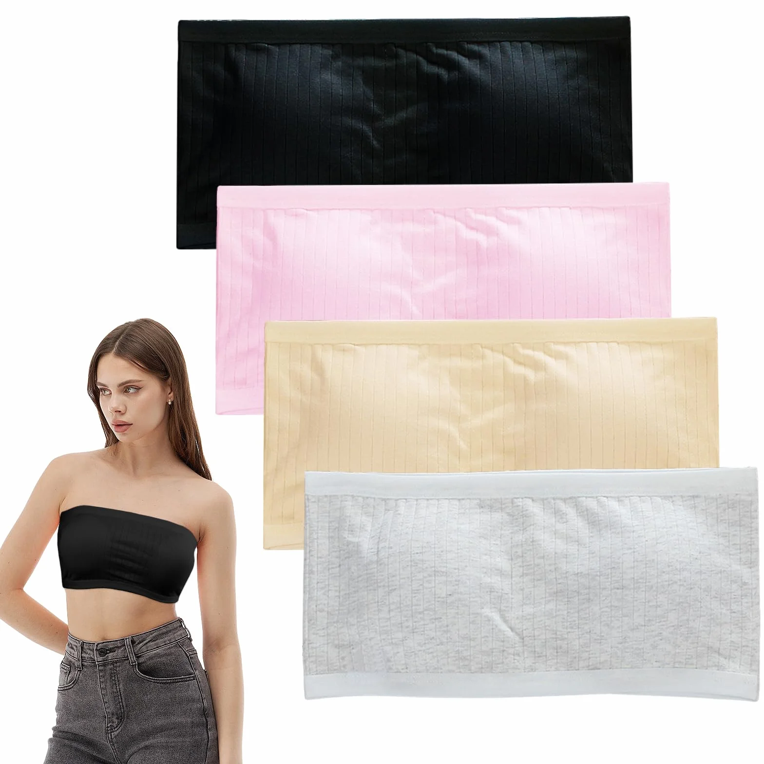 Soutien-Gorge Sport Filles sans Bretelles Bralette Coton avec Coussinets Amovibles 13-18 Ans