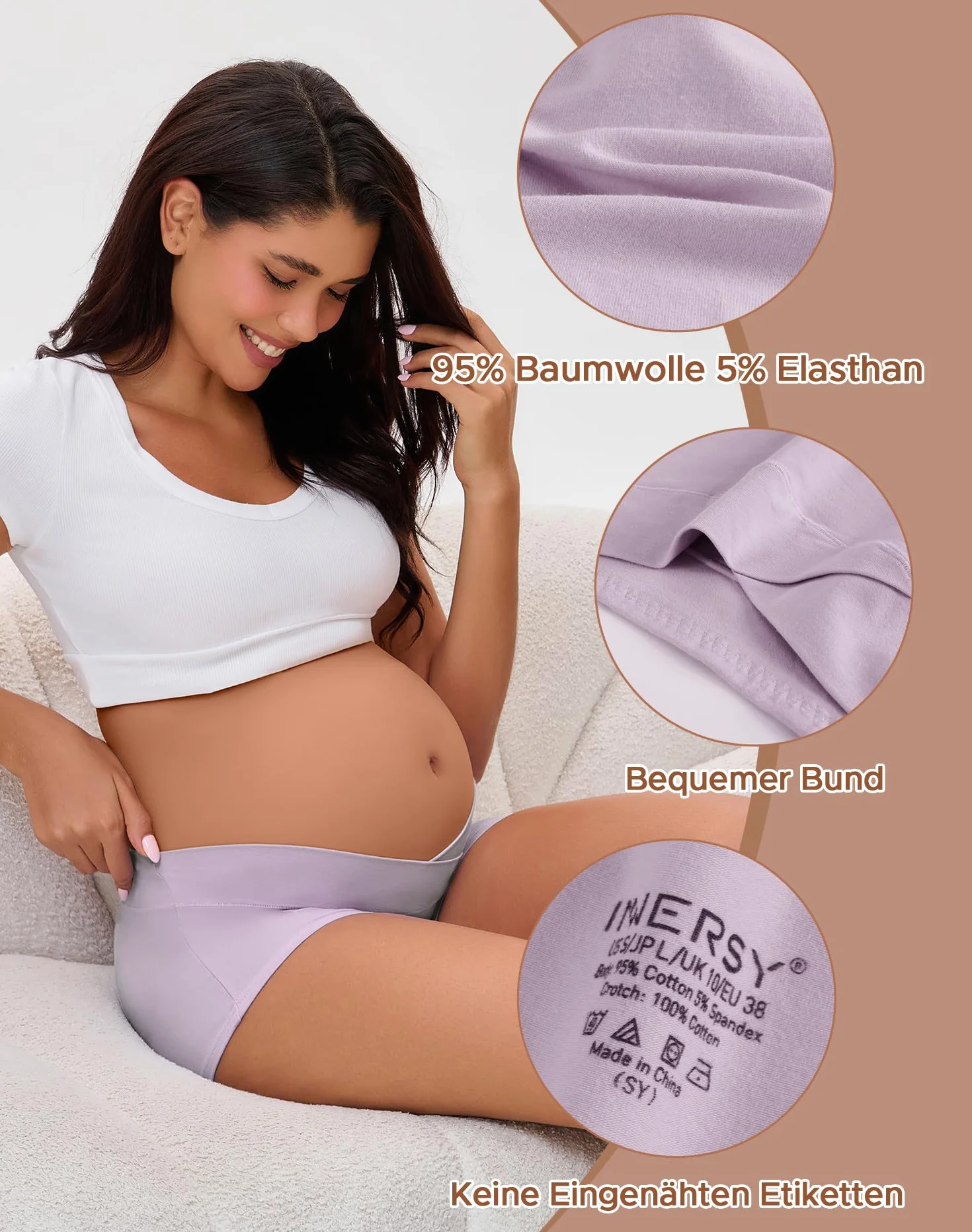 INNERSY Shorty Culotte Grossesse Coton Elastique Boxer Maternité Taille Basse Lot de 4