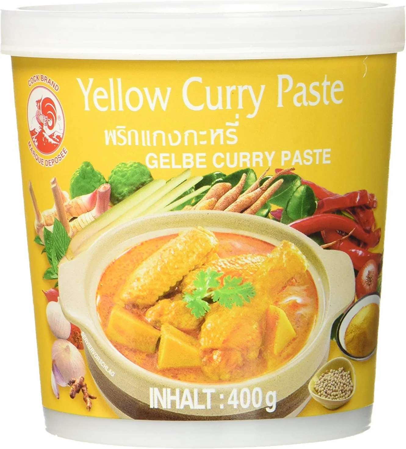 COCK BRAND Lot Pâte De Curry Jaune 3 x 400g